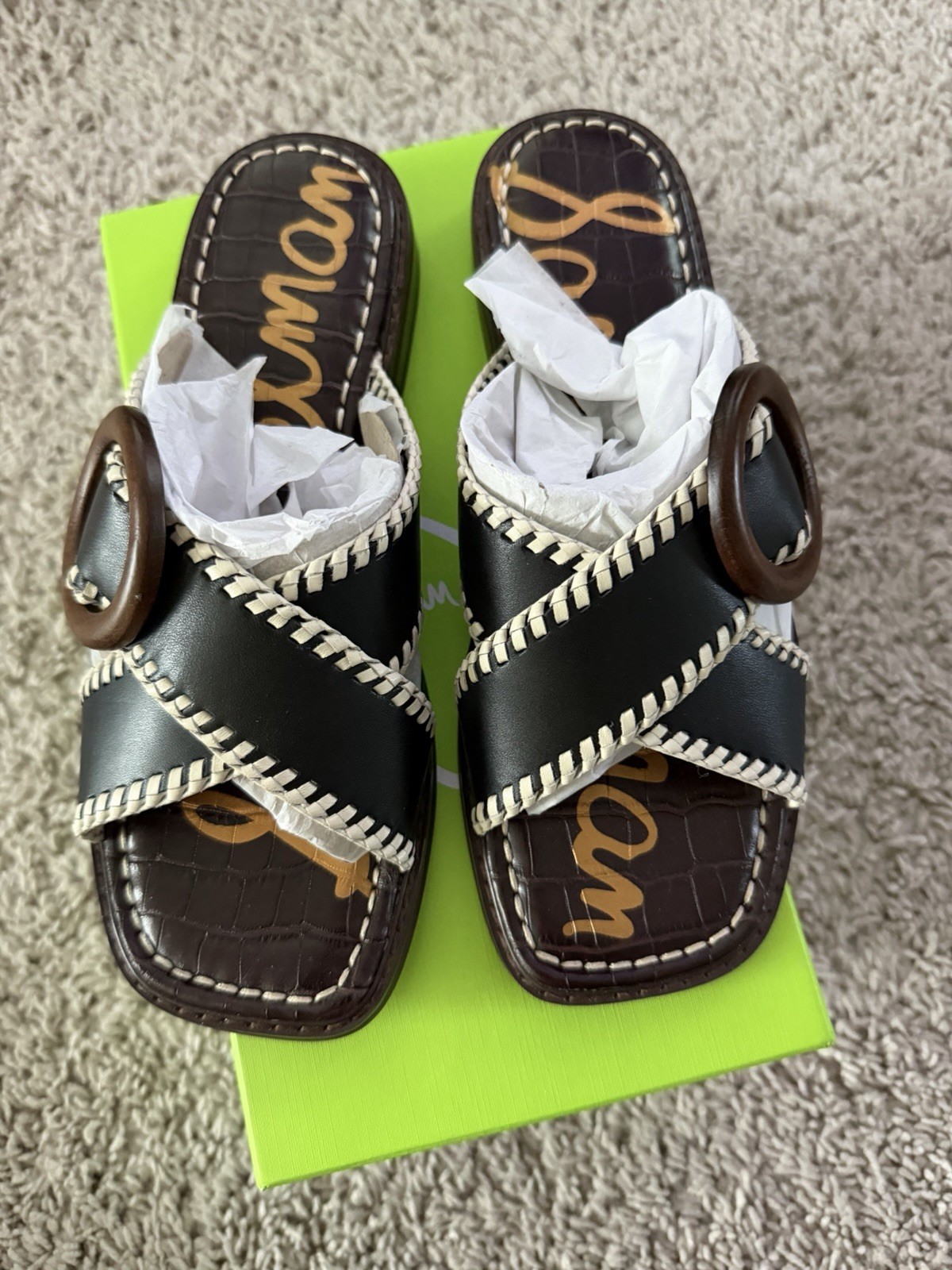 Sam Edelman Harlie Slide Sandal Featuring Black Leather Crisscross Strap