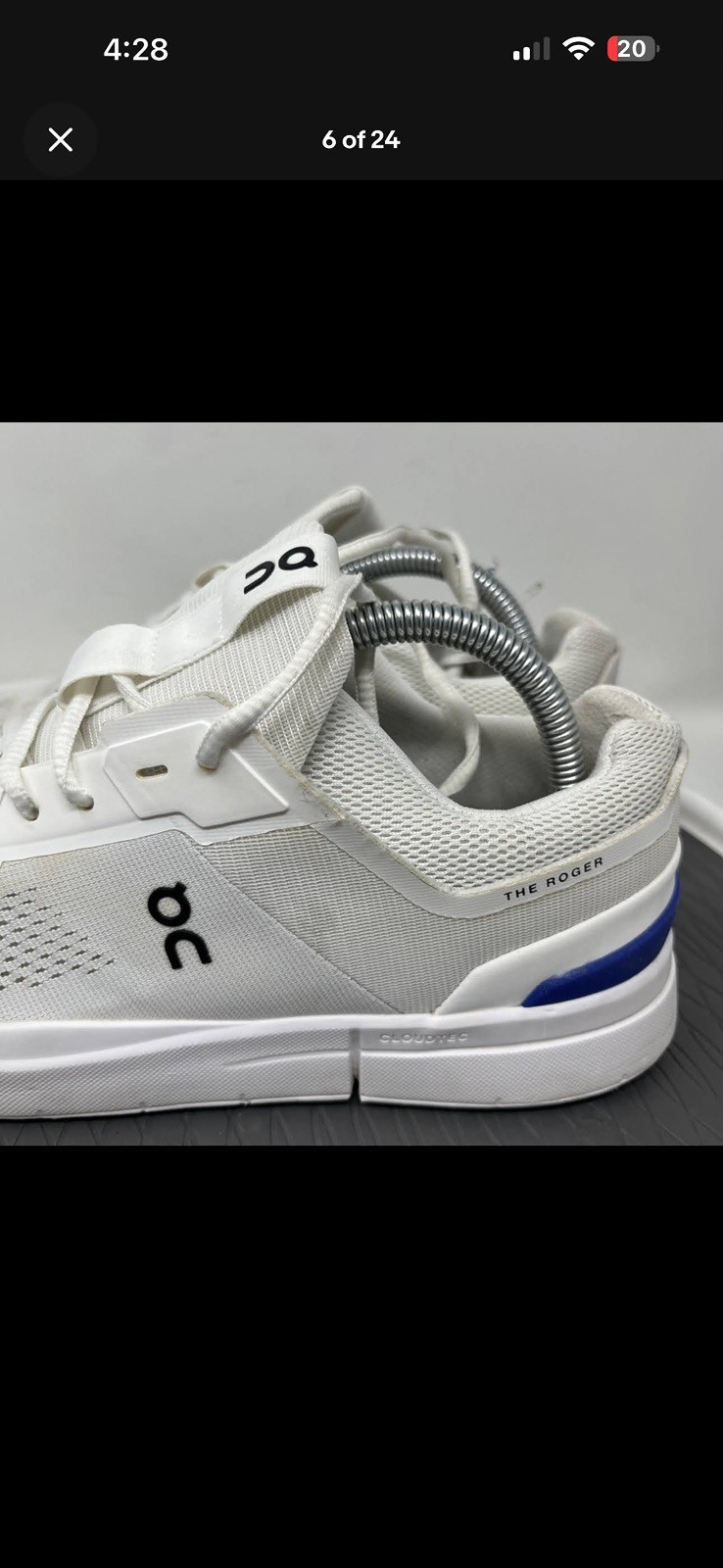 On Cloud The Roger Spin White/Blue Athletic Running Shoes Womens Size 9