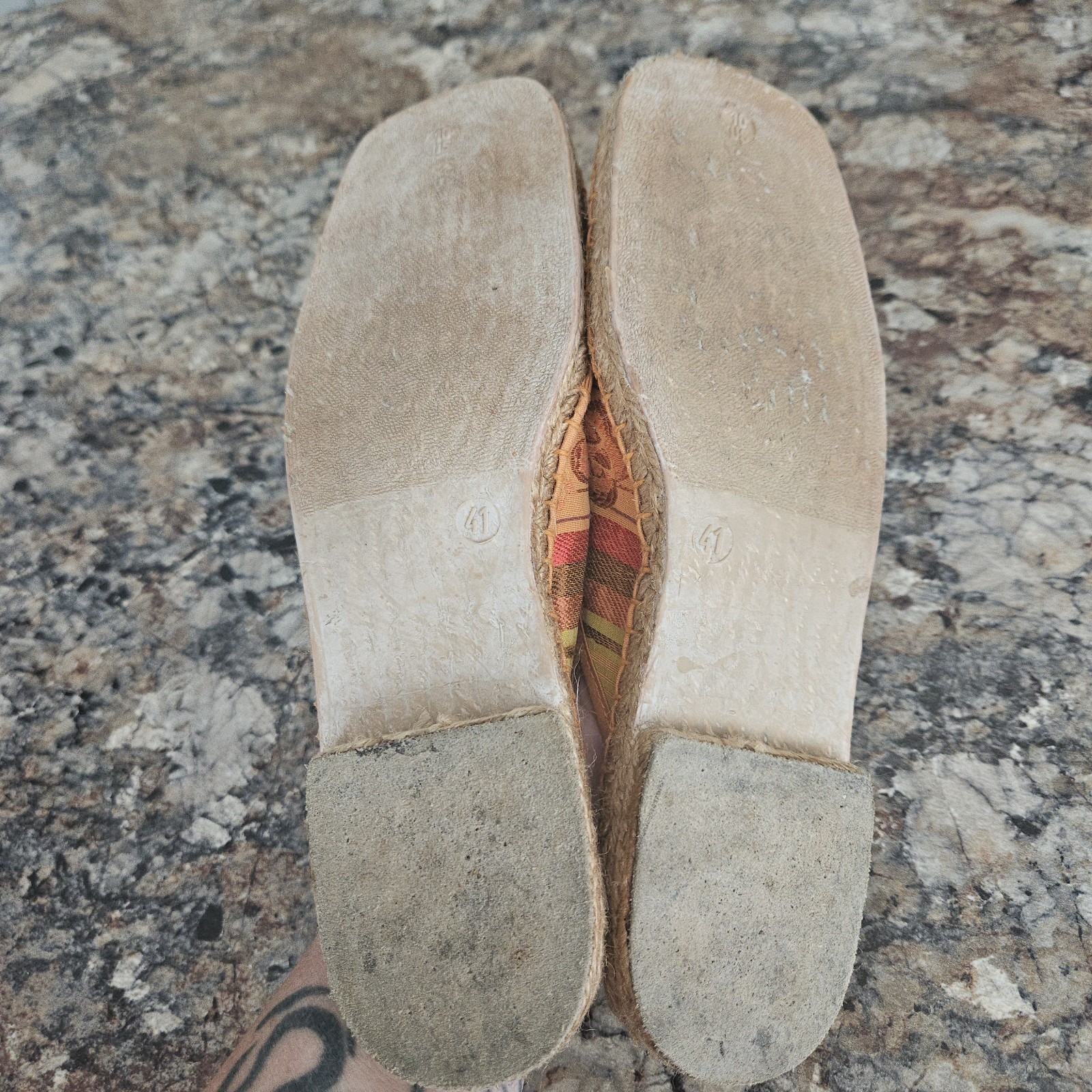 Vintage 90s André Assous Tapestry Espadrille Mules Made in France Brocade Luxury