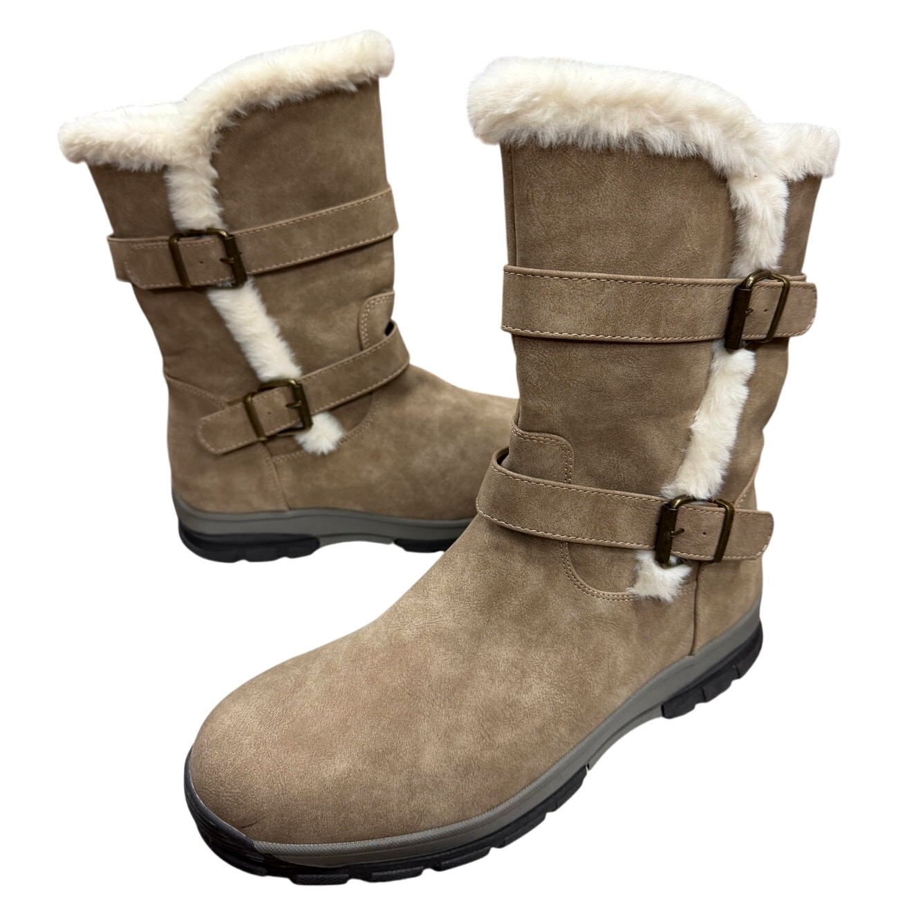 Dream Pairs Women’s Winter Boots 10 Tan Faux Leather Synthetic Fur Lining NWOB