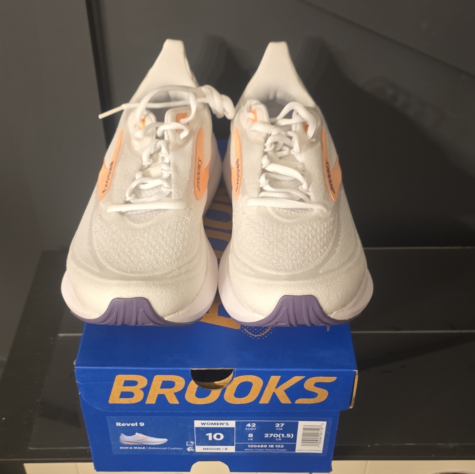 Brooks Revel 9 White/Orange/Purple Low Top Lace Up Women’s Mesh Sneaker
