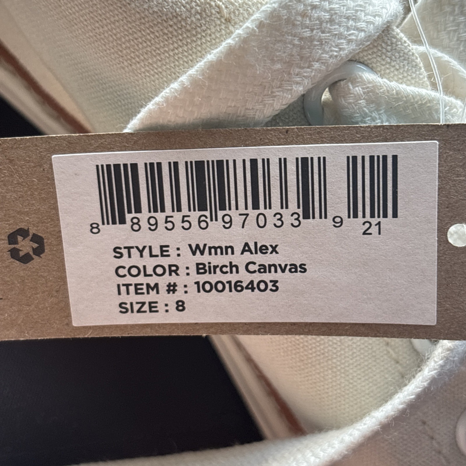 NWT TOMS Women Alex Birch Canvas Tennis Shoes Size 8