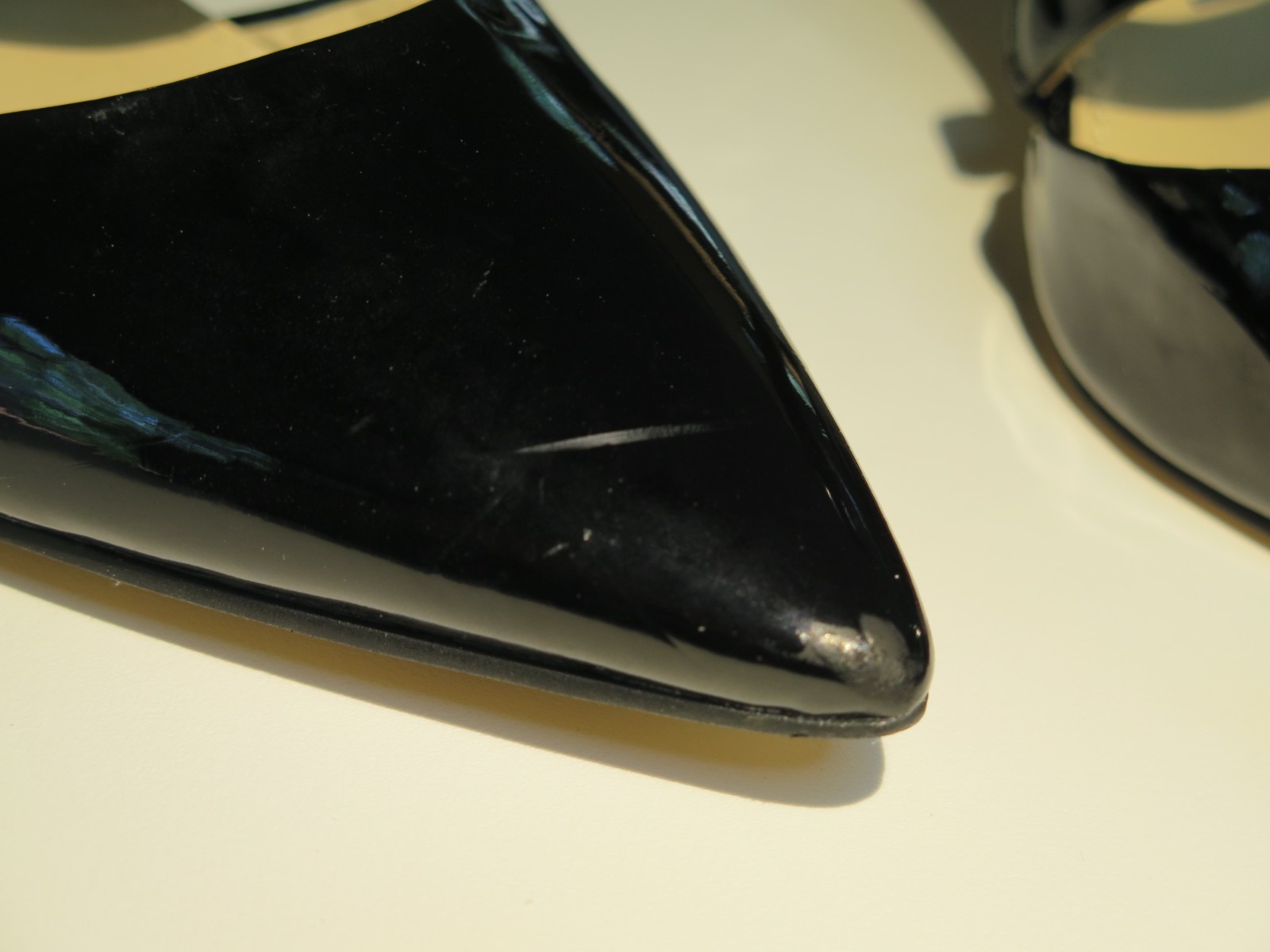 Calvin Klein Black Women’s Patent Leather Slingback Diagonal Strap Heels 8.5M