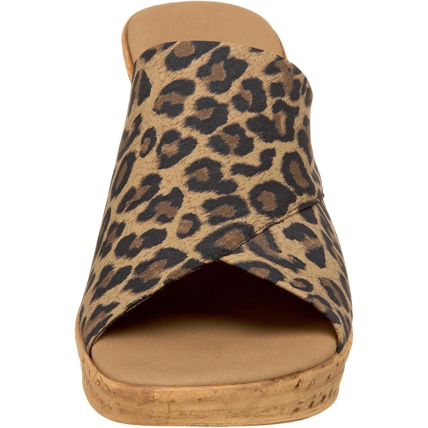 Onex Womens Christina Microfiber Upper Cork Wedge Sandal – Brown Leopard EUC