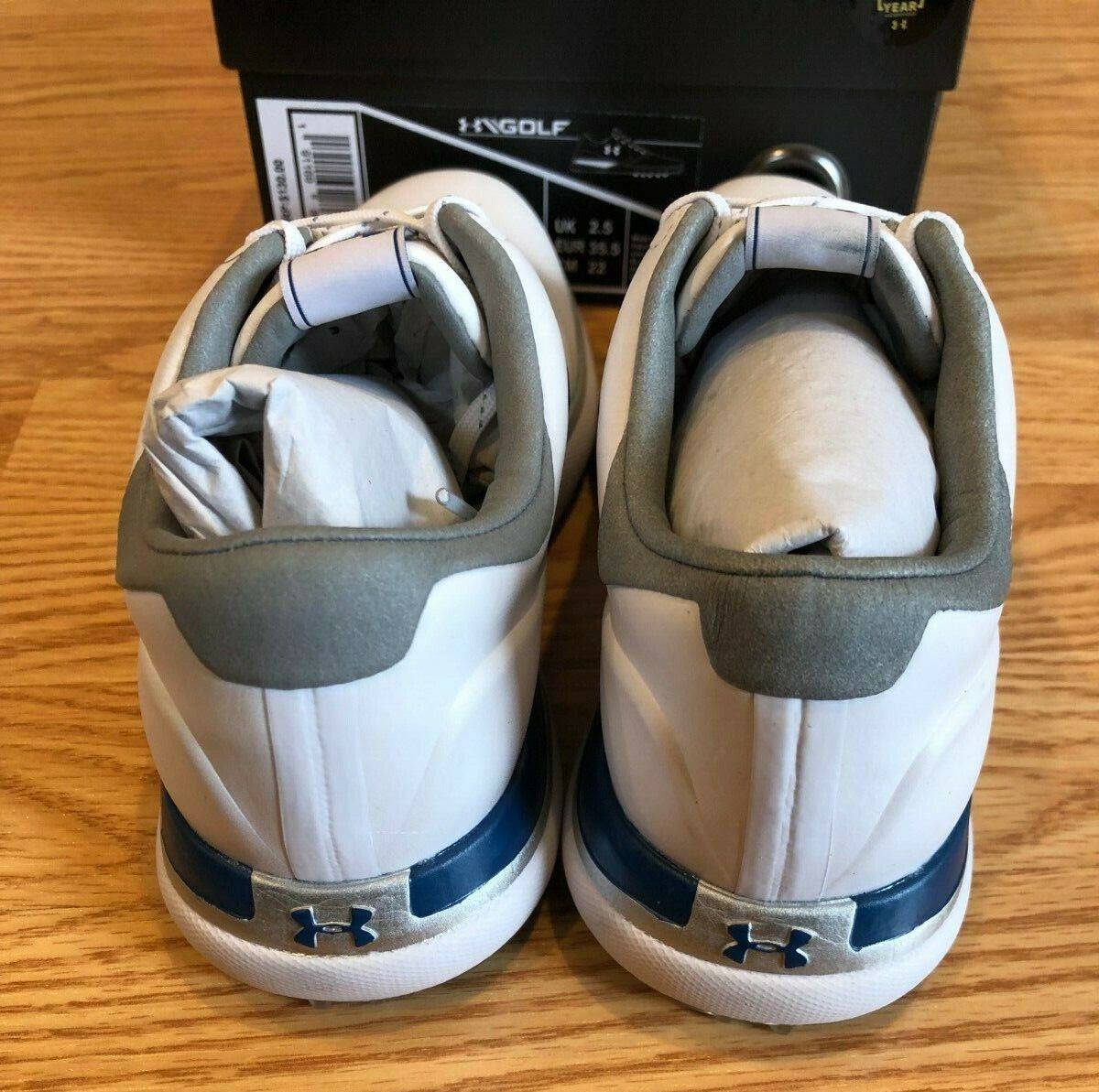 Under Armour Performance Spikeless Golf Shoes White/Blue 1297176 Women’s Size 5
