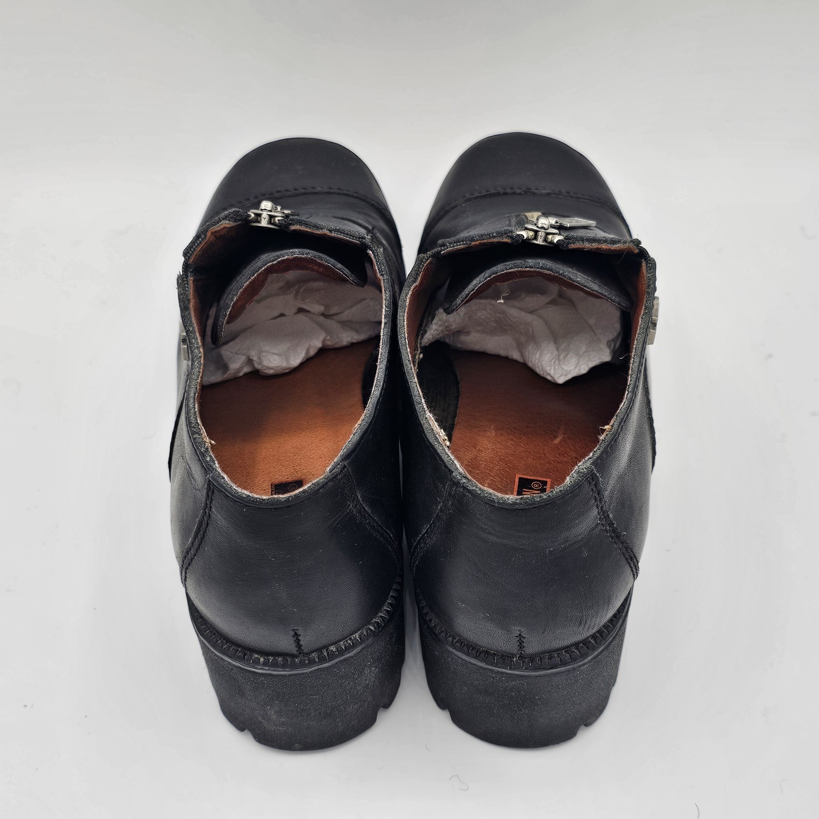 Harley-Davidson Women’s 9 Clog Black Leather Chunky Heel Biker Shoes Alternator