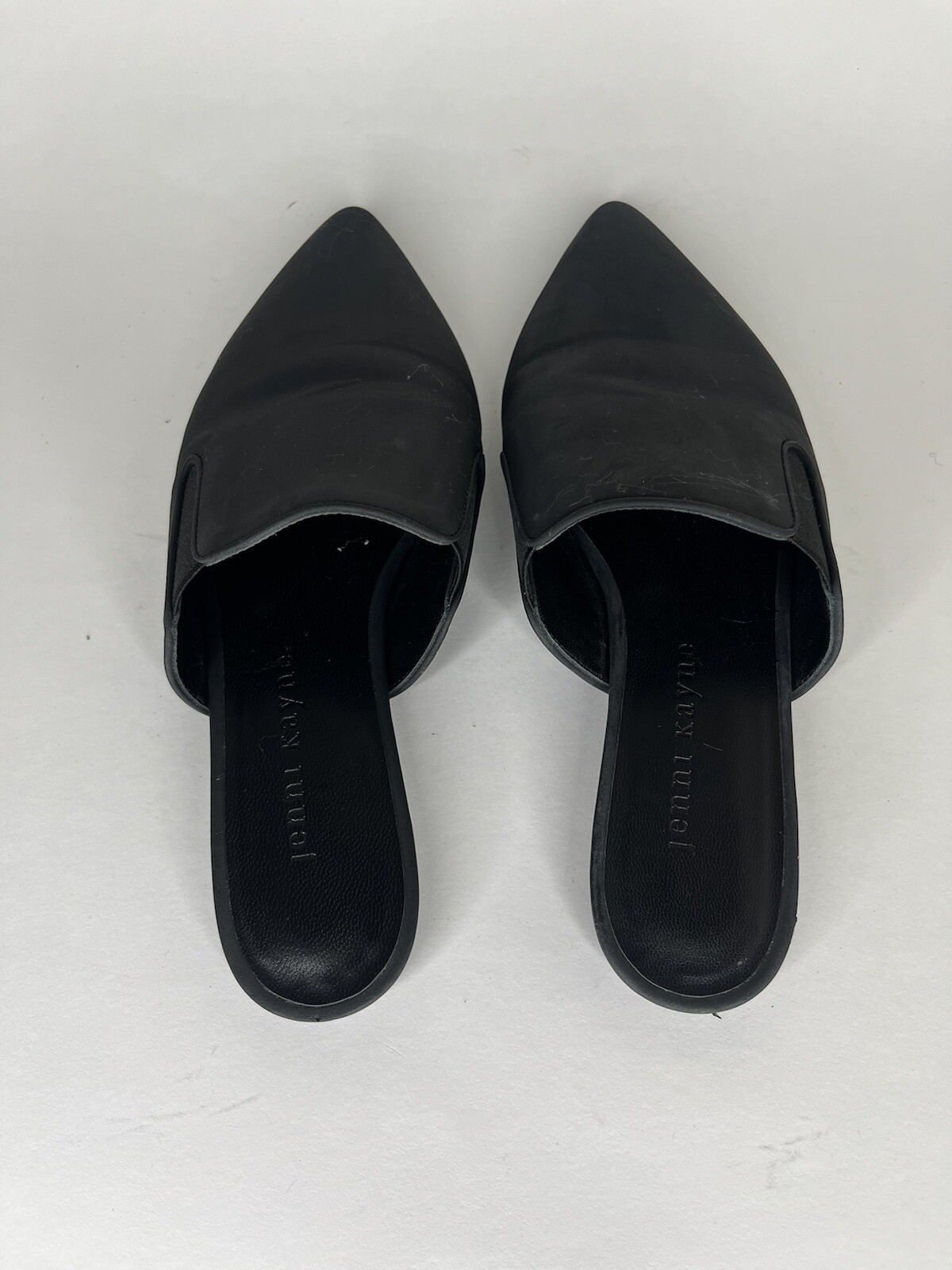 Jenni Kayne Womens Black smooth leather Mules Size 35 US 5 Flats Slides Shoes