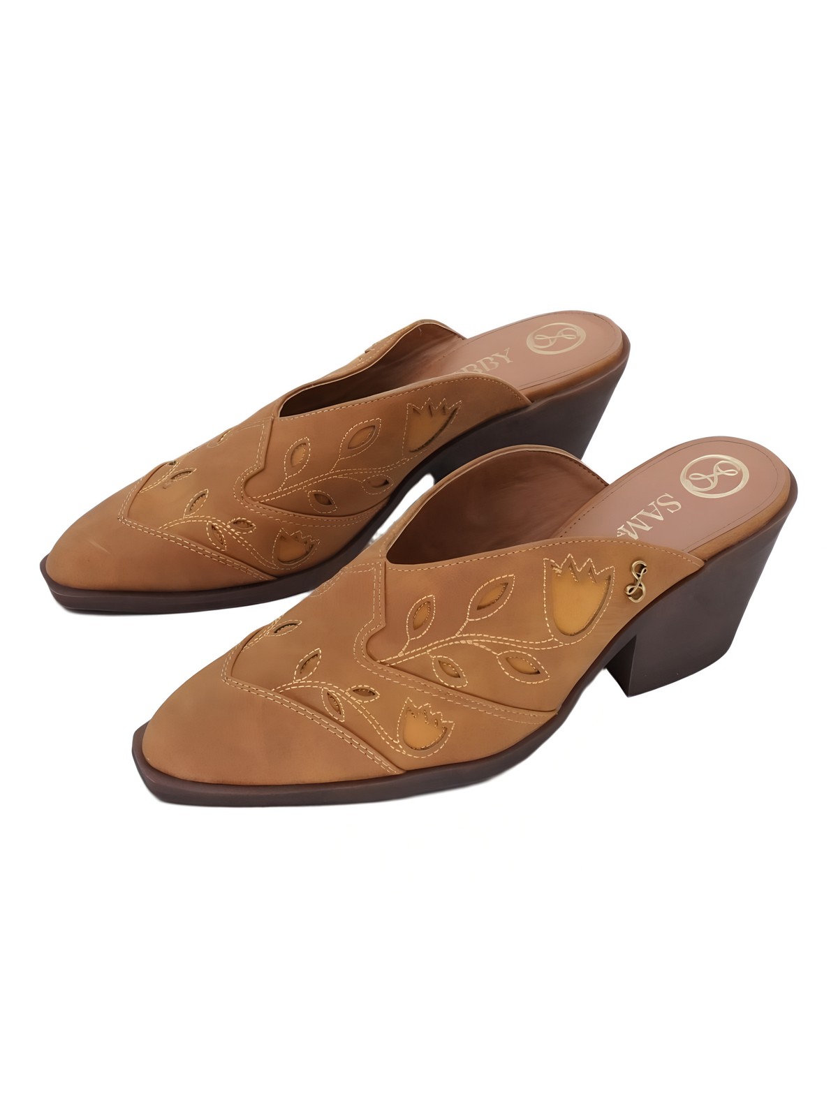 Sam and Libby Womens Floren Western Slip On Mule Sienna Brown Sz 9M