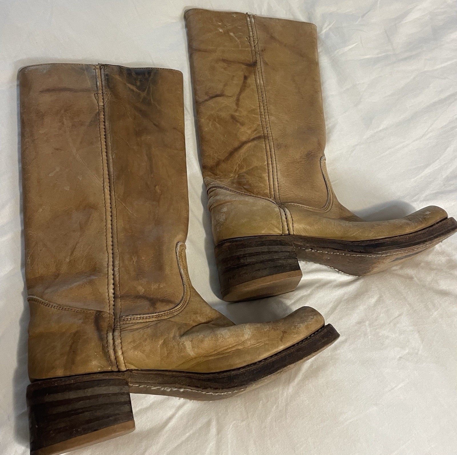 Vintage Wrangler Handmade in USA Campus Boots Size 7 Western RARE Knee High