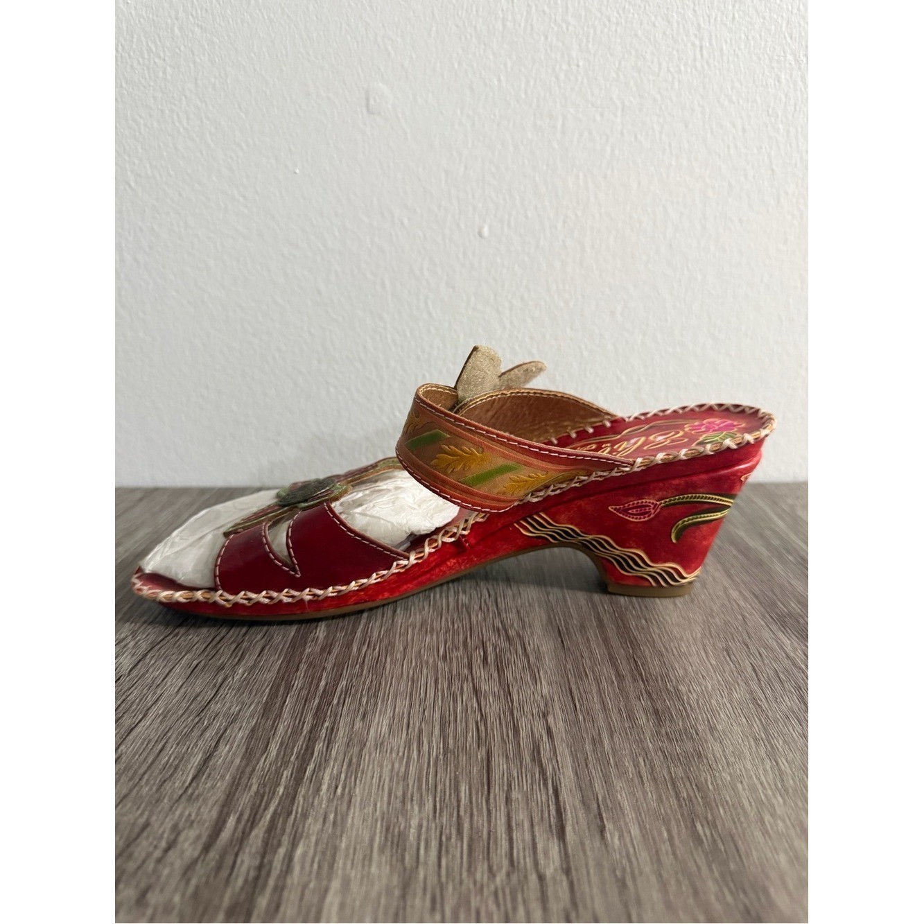 Elite By Corkys Poppy Sandals Heel Multicolor Floral Hand Art Design Women Sz 11