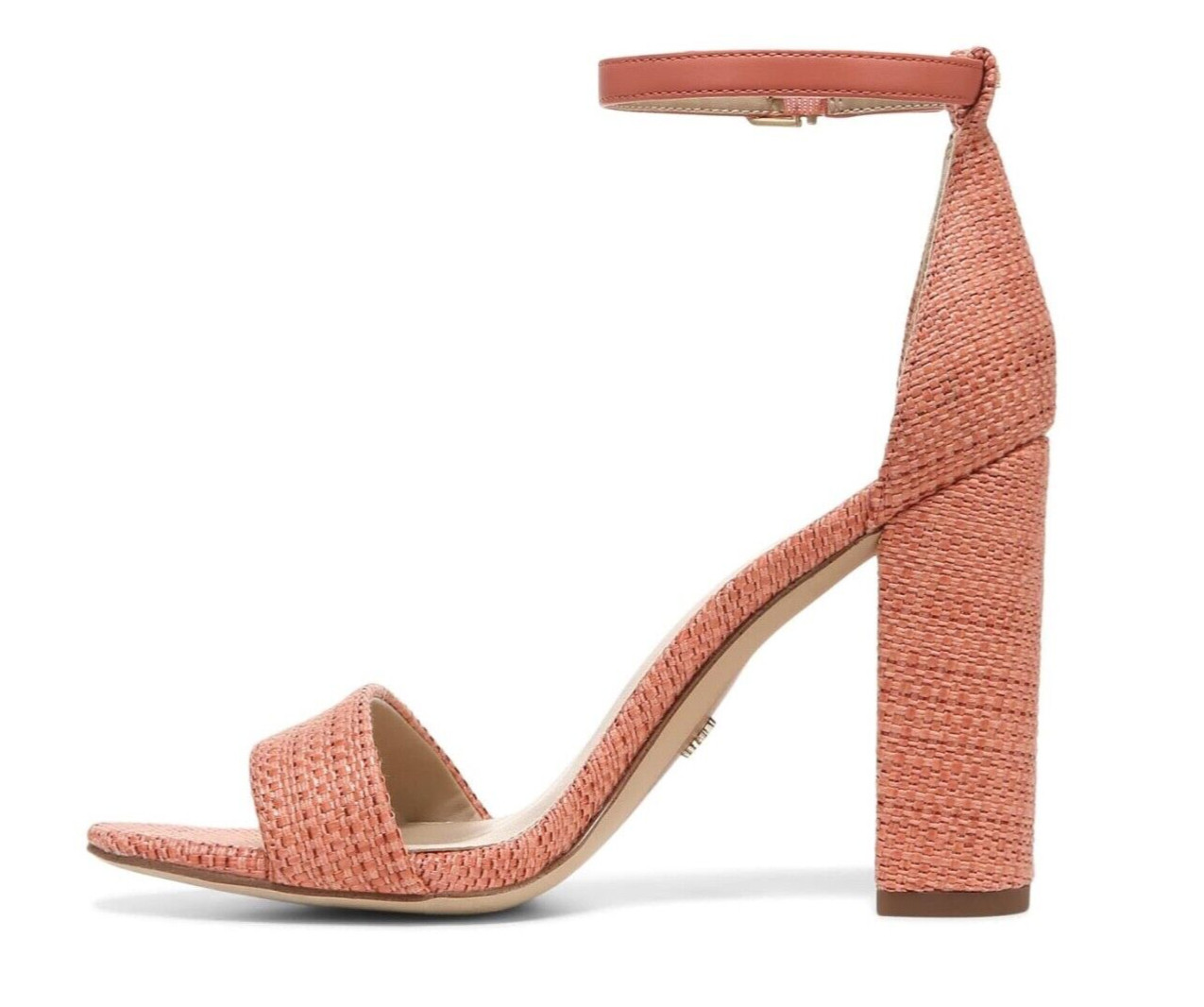 Sam Edelman Yaro Woven Look Block Heel Sandal Stucco Pink/Coral Size 8.5 – NWOB