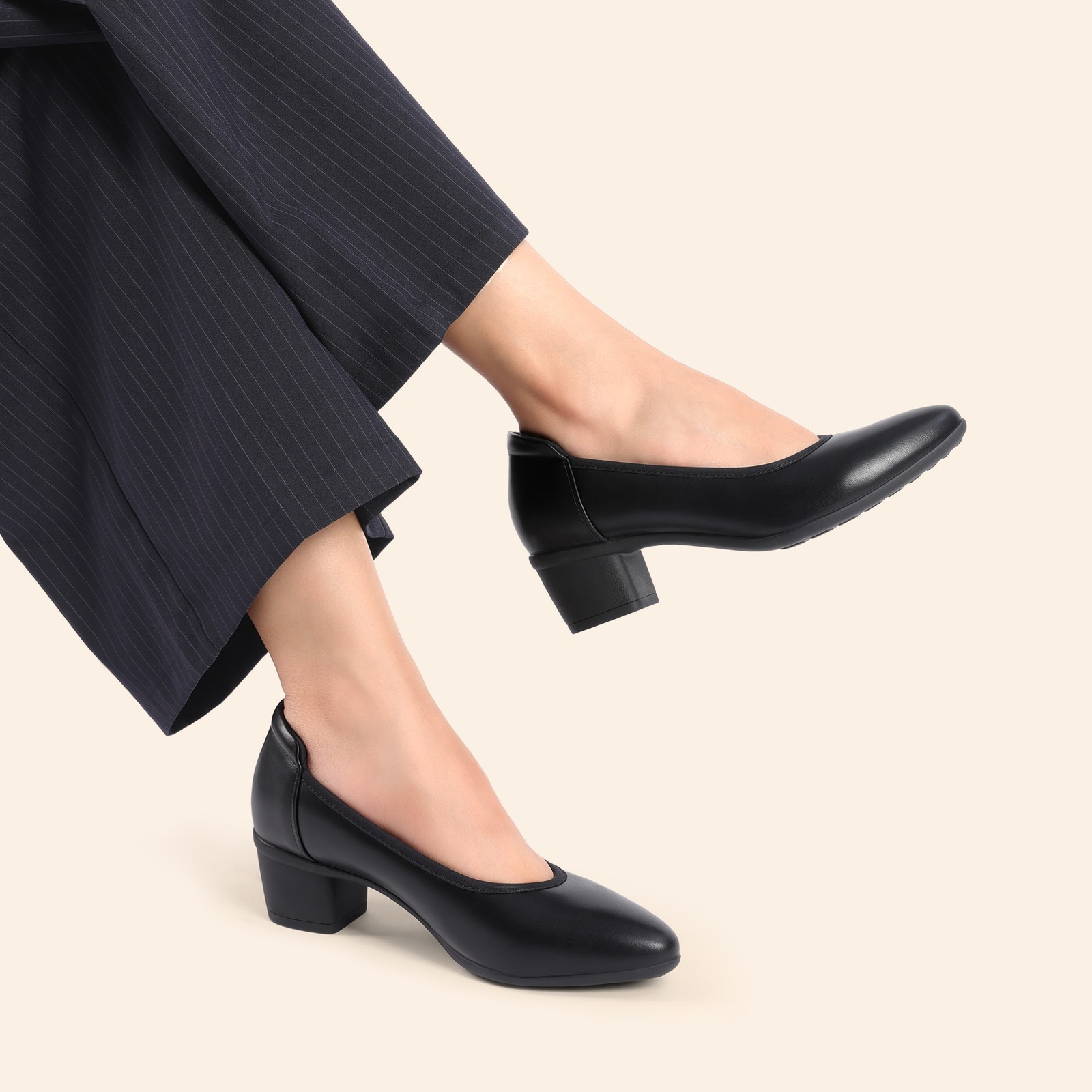 US Women Dress Pumps Low Block Heels All Day Comfort Work Office Business Pumps