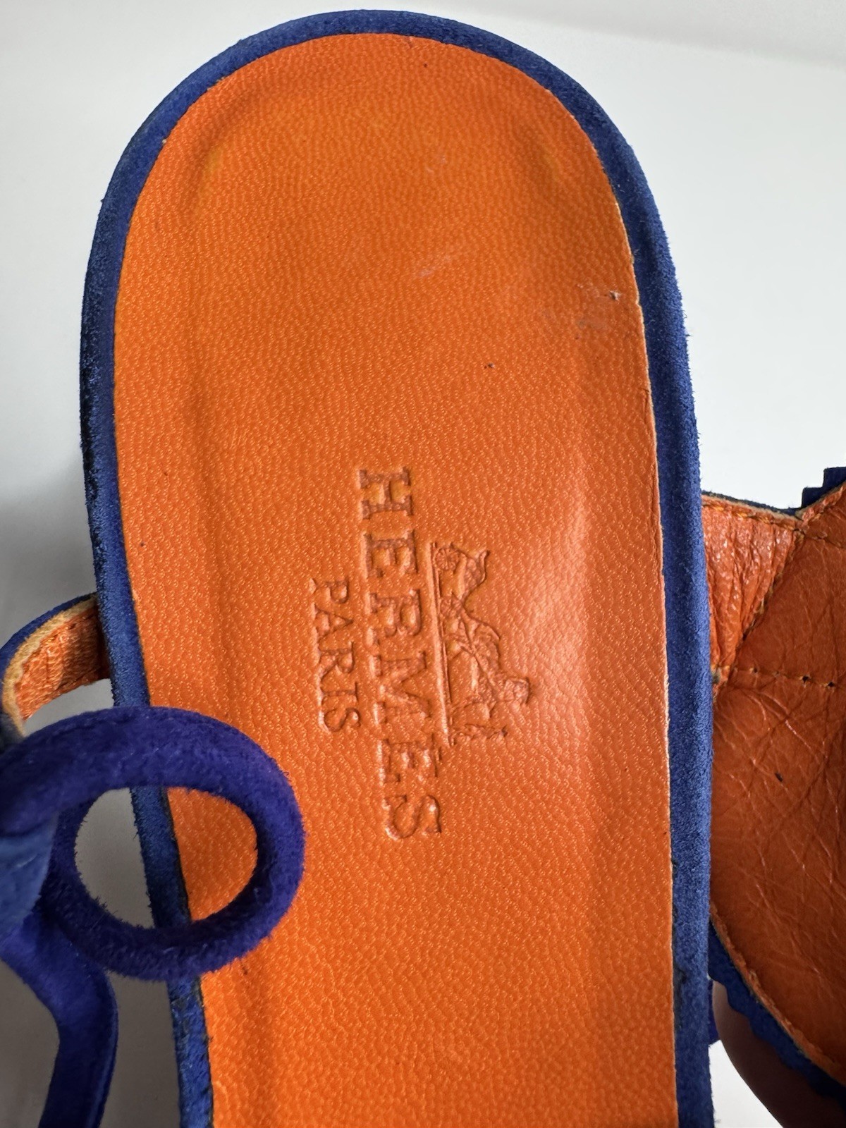 Hermes Sandals Blue Suede Heels Women’s Size 36 USA 6 Used Made In Italy