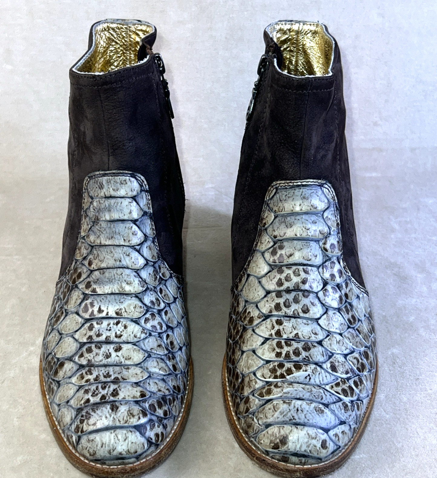 Modern Vice Made in NYC Jett Last Booties Womens 38.5 Leather Snakeskin Preloved