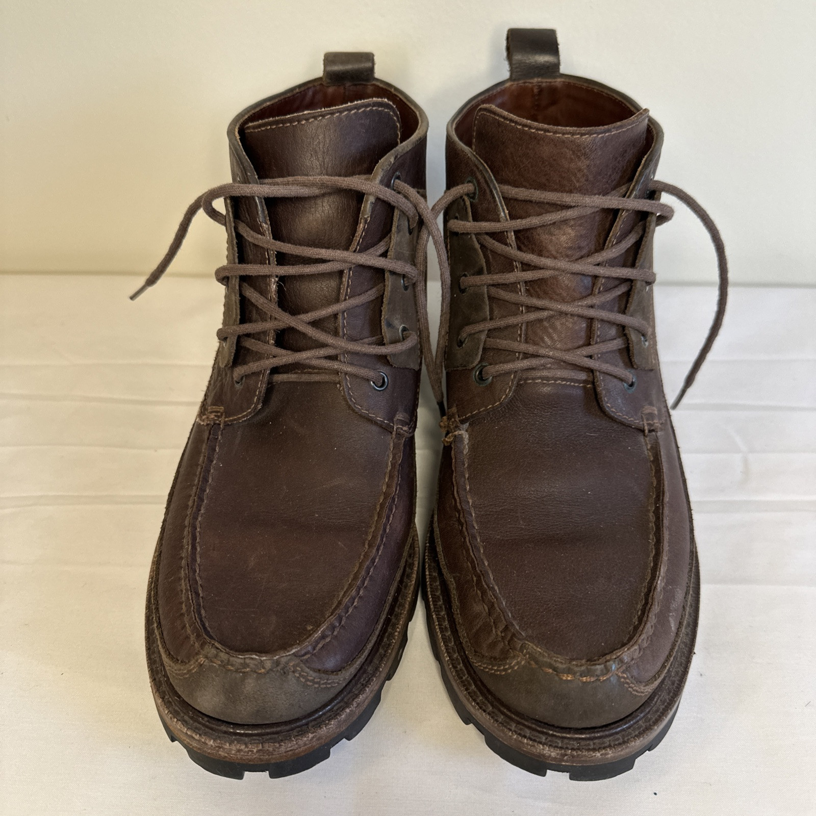 Cole Haan Women’s 8.5 M Brown Leather Hiking Chukka Boots Moc Toe Lace Gorpcore