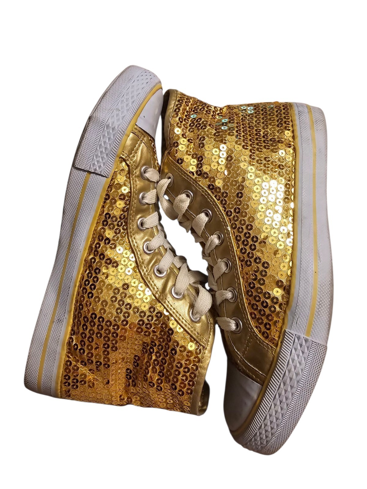 Balera Gold Sequin High Top Dance Sneaker Shoe Women 8 Hip Hop Party