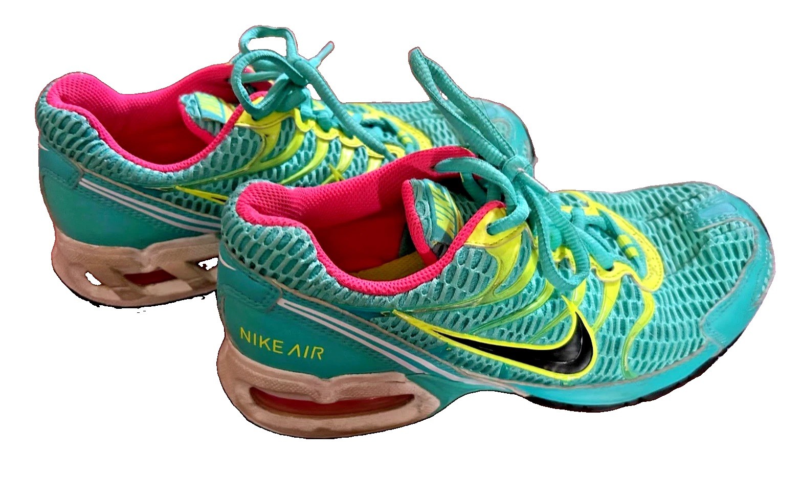Nike Air Max Torch 4 Womens 6.5 Teal Jade Yellow Pink Running Shoes Gym Sneaker