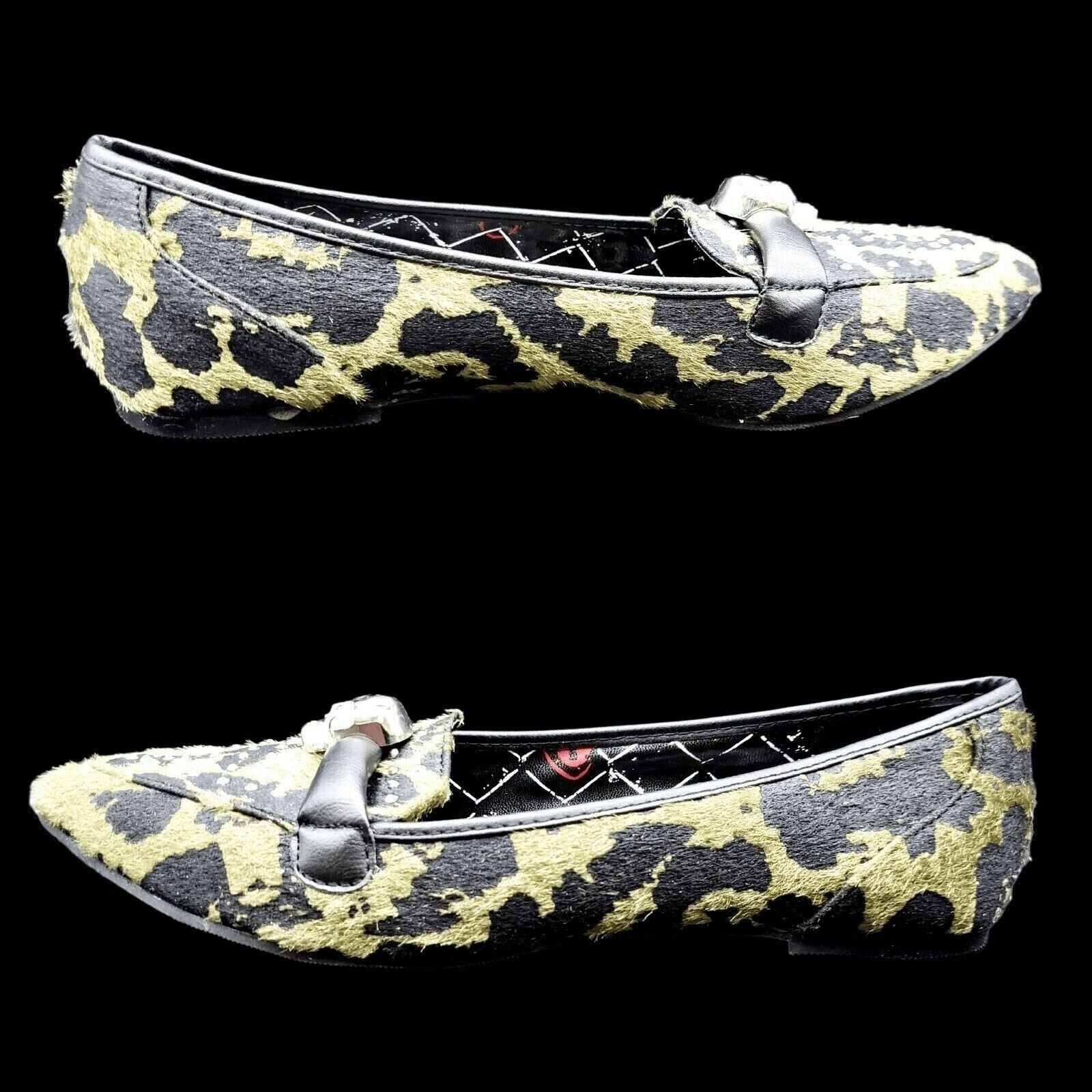 Abbey Dawn by Avril Lavigne Silver Skull Accents Shoes 9 Black Rebel Yell Flats