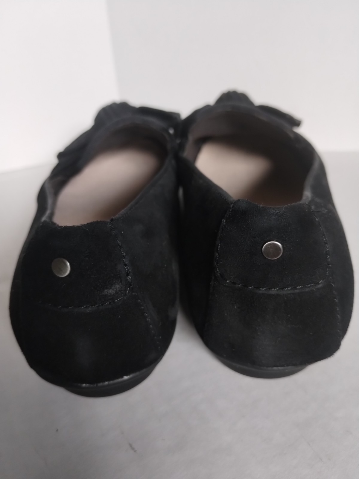 Clarks Collection NEW Gracelin Jonas Black Bow Suede Flat 8Wide Ultimate Comfort
