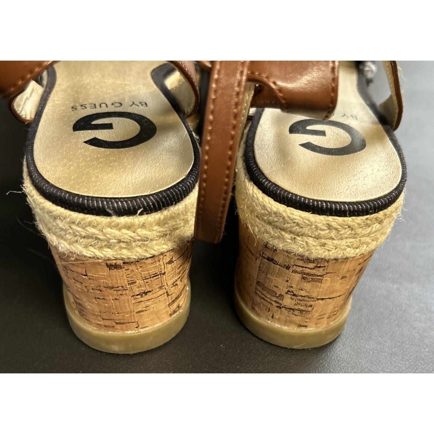 GGBAKER Women’s 7 Guess Denim Platform Espadrille Cork Sandals Ankle Strap Boho