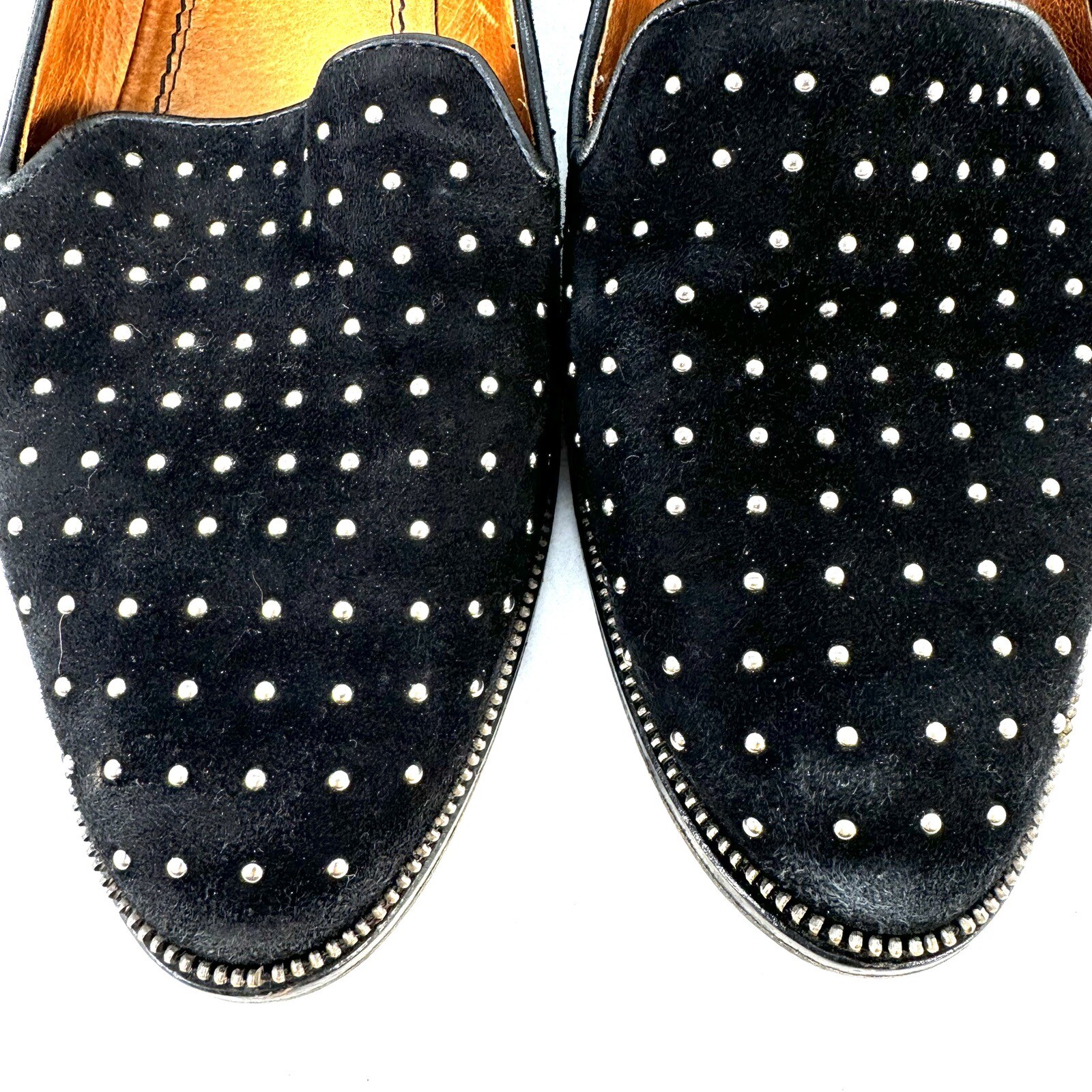 The Kooples Black Suede & Leather Studded Zipper Trim Detail Loafers Size EU 40