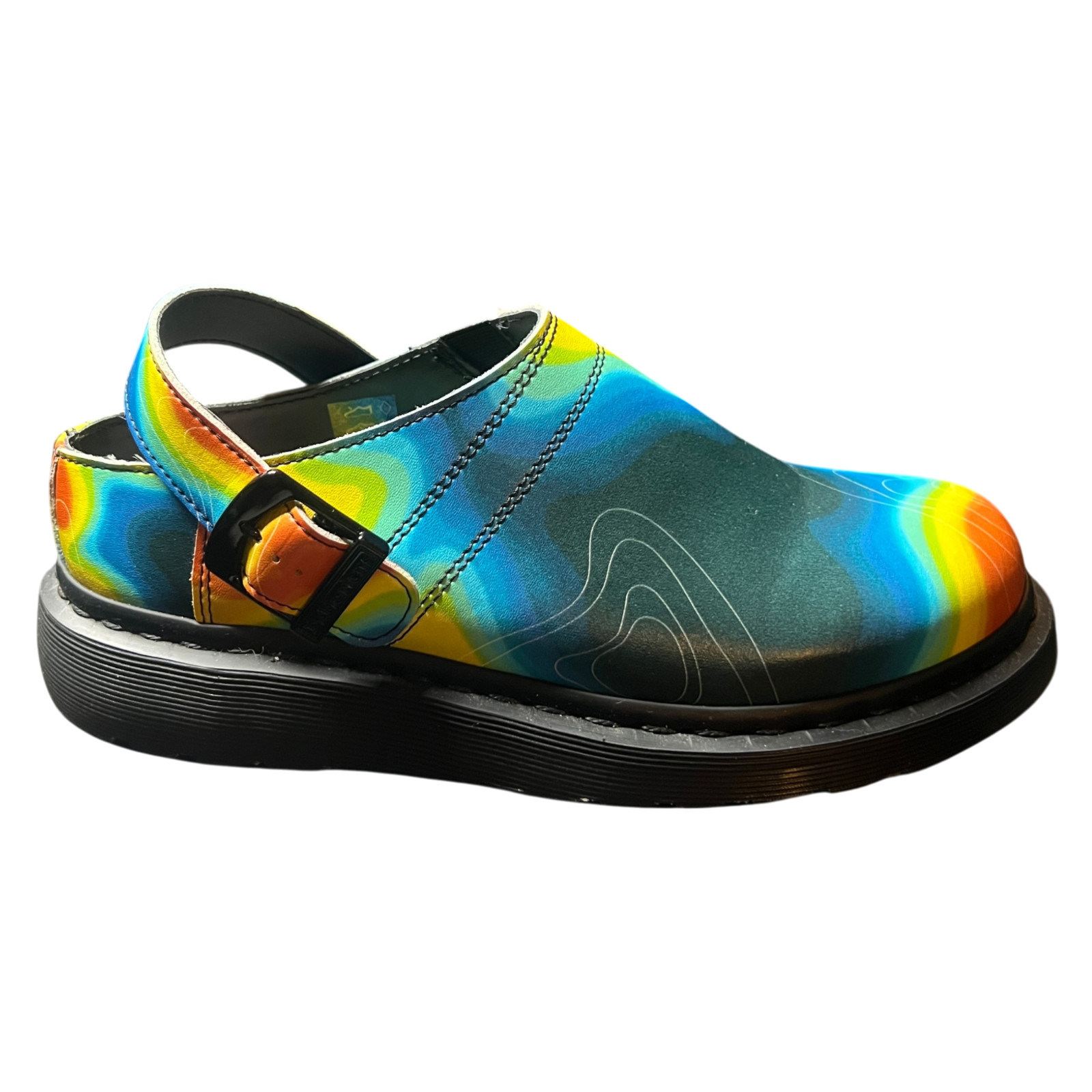 Dr Martens Isham Slip-0n Shoe Clog Mule Genix Nappa Leather Heat Map Sz 9 W 8 M