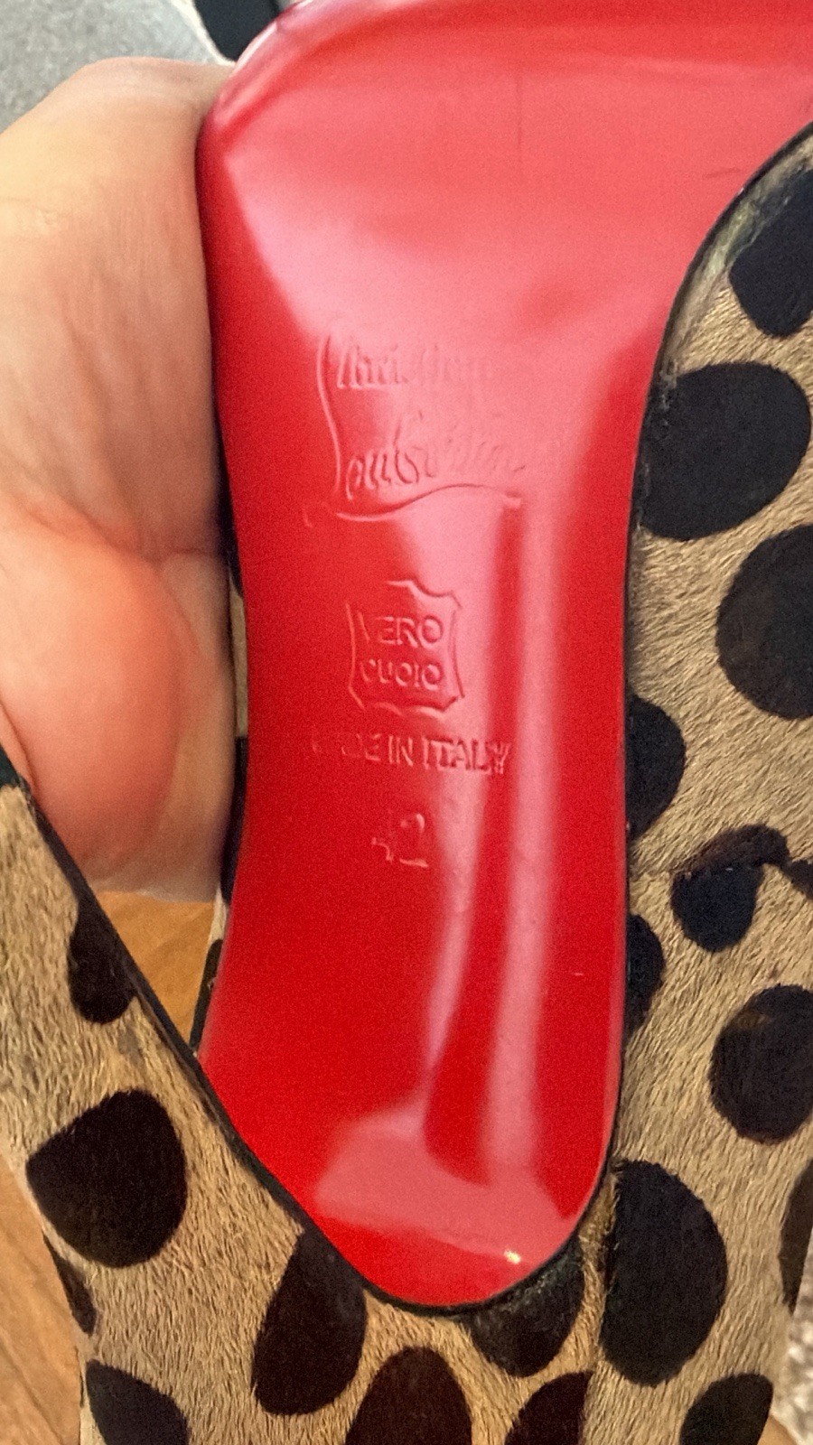 Christian Louboutin Kate Leopard Pony Hair Heels 42 Pumps Red Sole Made In Italy
