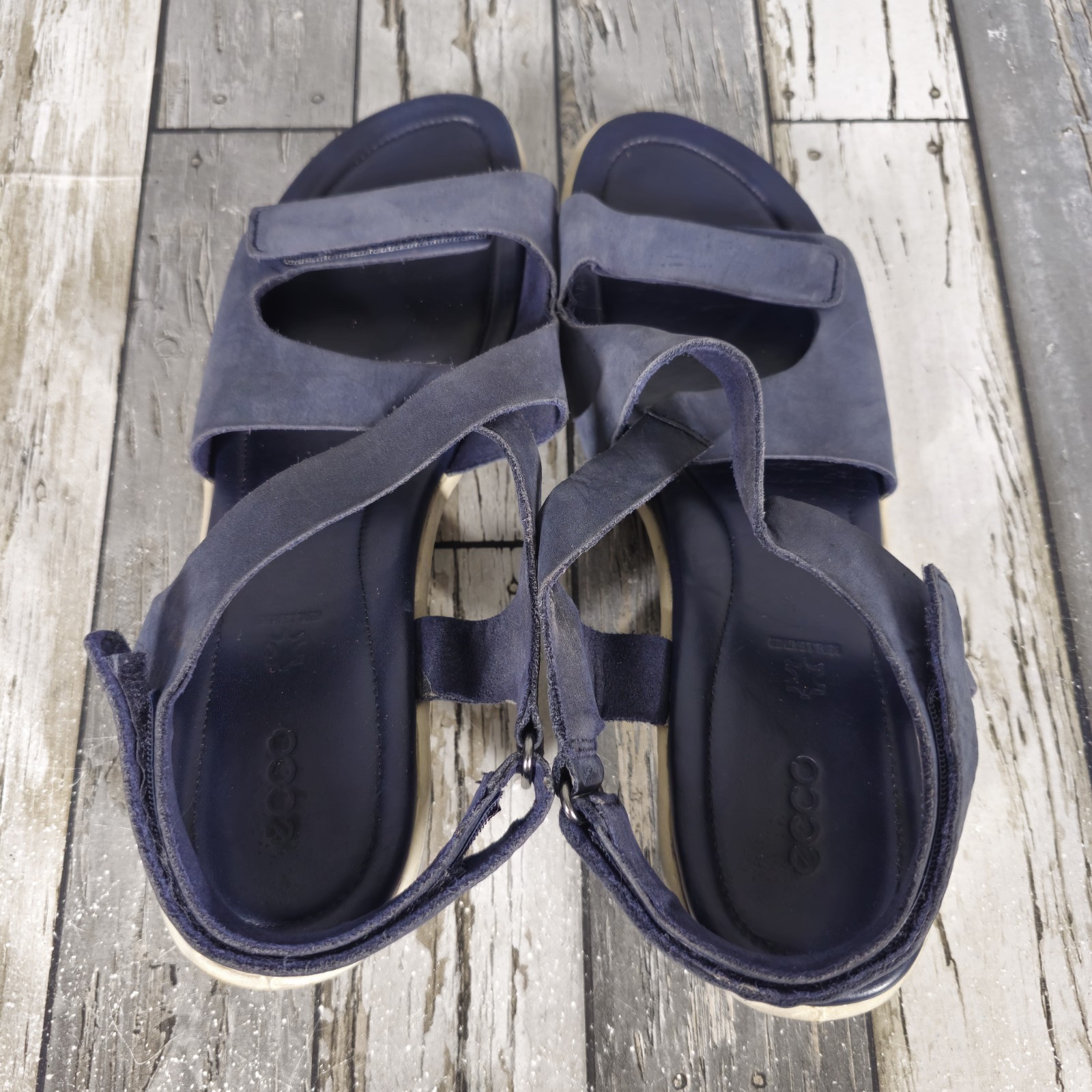 ECCO Felicia Suede Wedge Leather Sandal US 10-10.5 EU 41 Night Sky Navy Blue