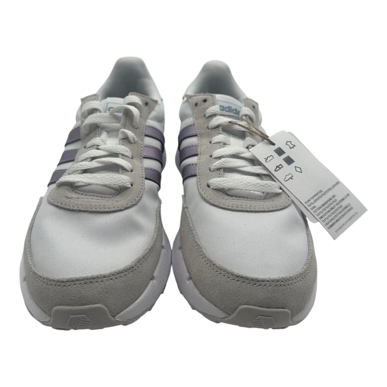 Adidas Run 60s 2.0 Running Shoes Womens Sz 9 White/Metallic Purple Sneakers