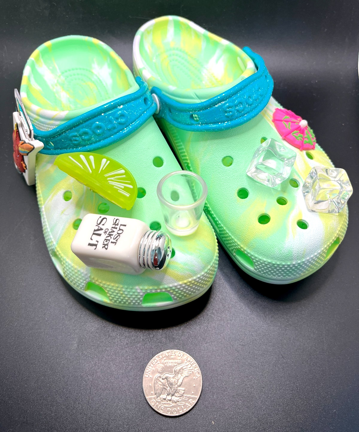Crocs Margaritaville Classic Clog Lime Marble Tropical Jibbitz Mens 6 Womens 8