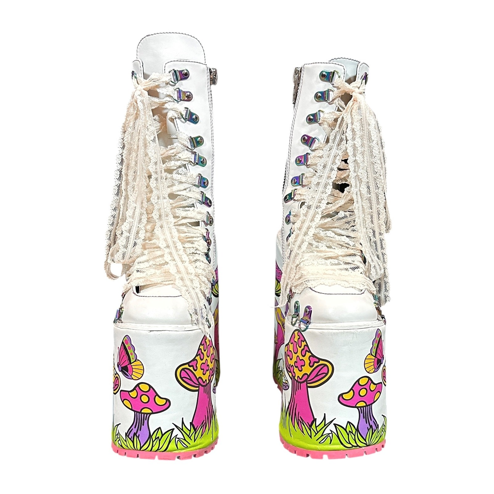 Current Mood Psychedelic Fairytale Double Stack Traitor Boots – White – 6M