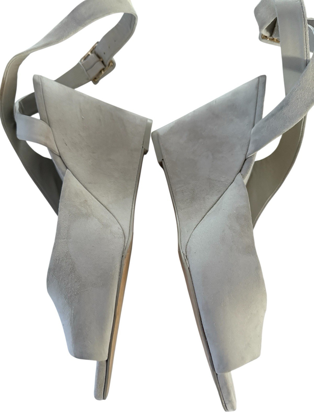 Larroude Denna Wedge Sandals Size 9 Mushroom Suede Ankle Strap