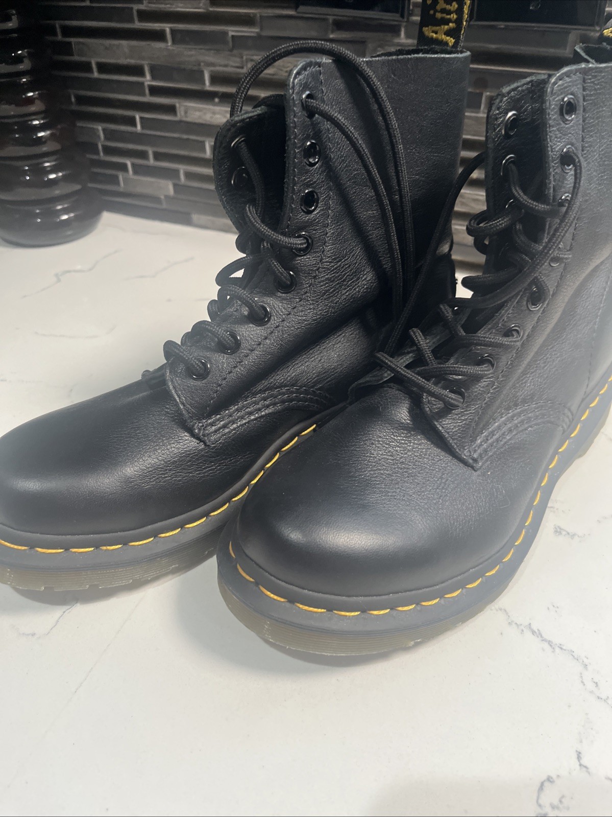 Dr. Martens Pascal 1460 Virginia Leather Boots for Women, Size US 7 – Black -…