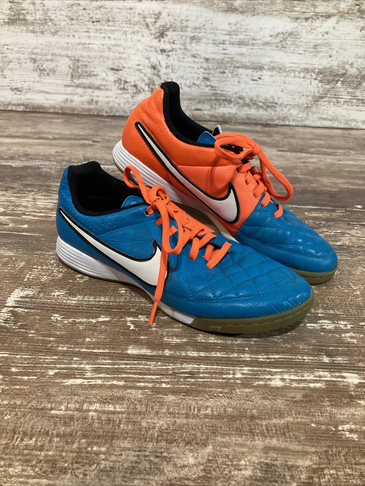 Nike Tiempo Blue Orange Training Sneakers Size 6.5