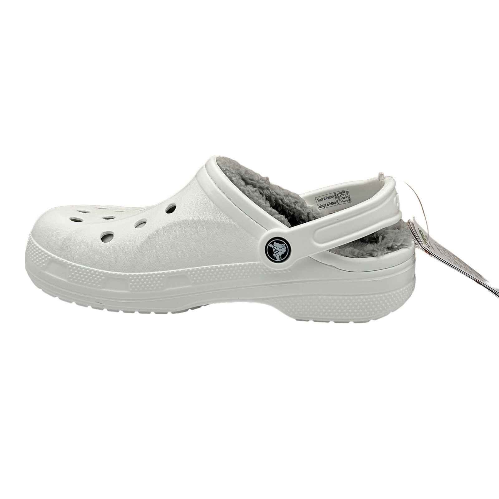 Crocs Women’s Baya Lined Clogs Size 9 White Slip-on Faux Fur Fuzzy & Warm