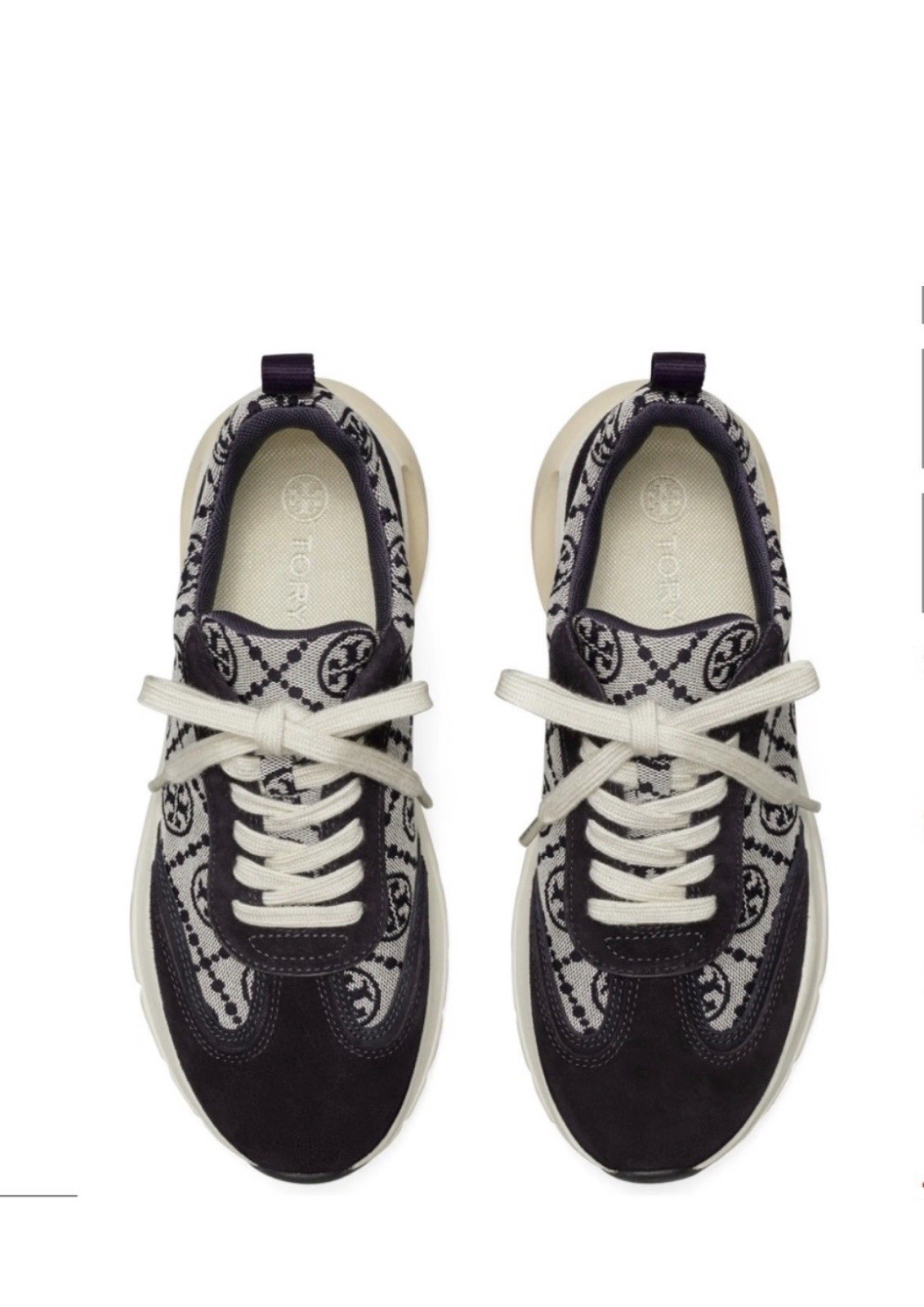 Used Good Condition Tory Burch Sneakers Navy And Cream Women’s Size 9.5