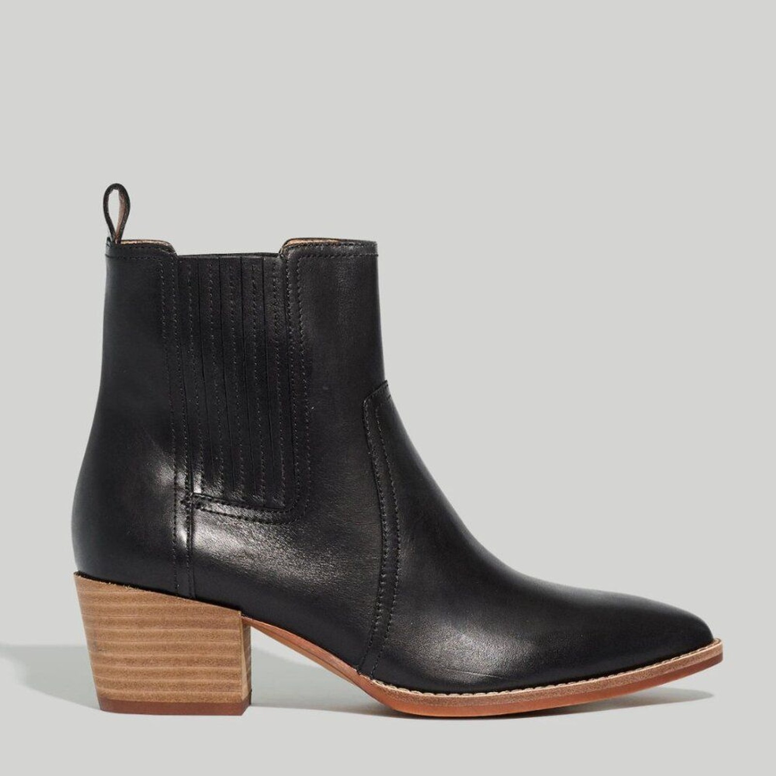 Madewell The Western Ankle Boot in Leather True Black W10