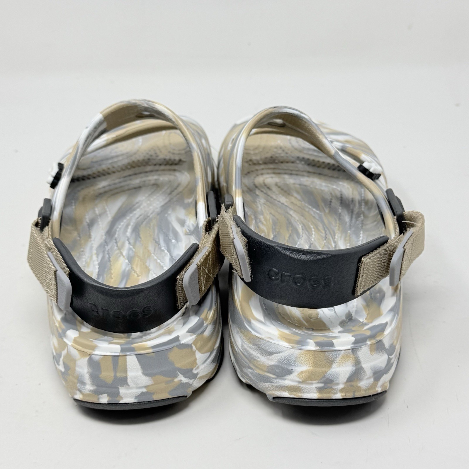 Crocs Classic All Terrain Sandals Womens 10 Brown Gray Marbled Ankle Strap