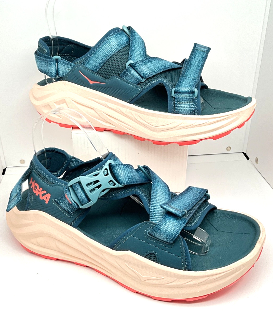 Hoka Infini Hike TC Women’s Size 9B Blue Twilight Grapefruit Sandals 1162570