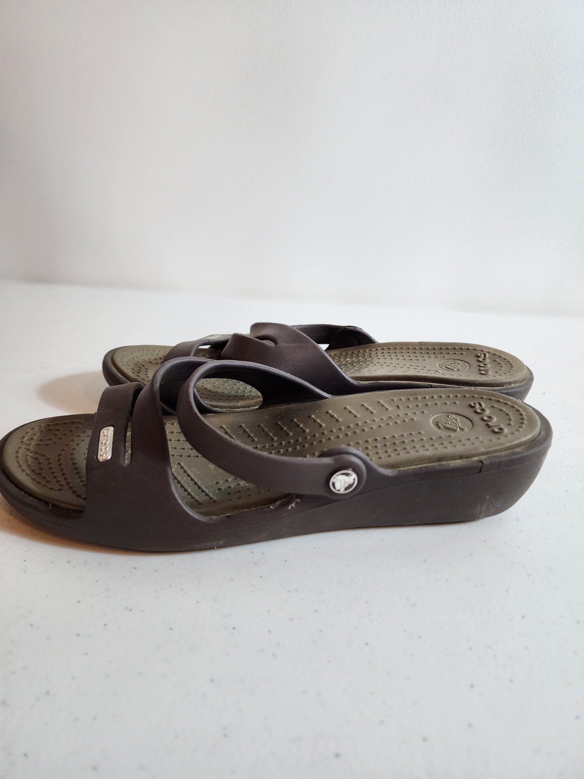 Crocs Patricia II Womens W8 Brown Espresso Croslite Wedge Slide Comfort Sandals