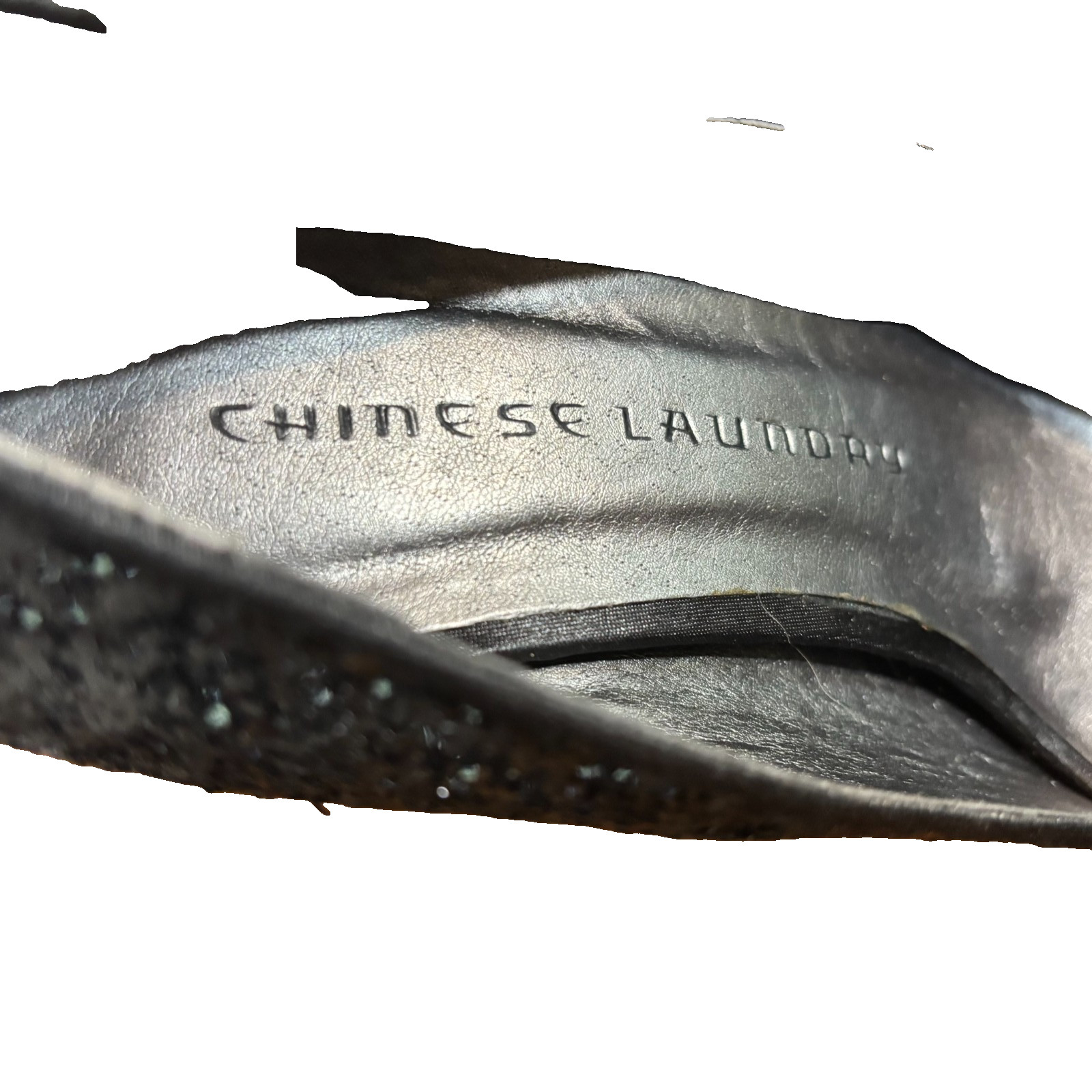 Chinese Laundry Black Glitter Stiletto Platform Heels that are 5»-Size 7M».