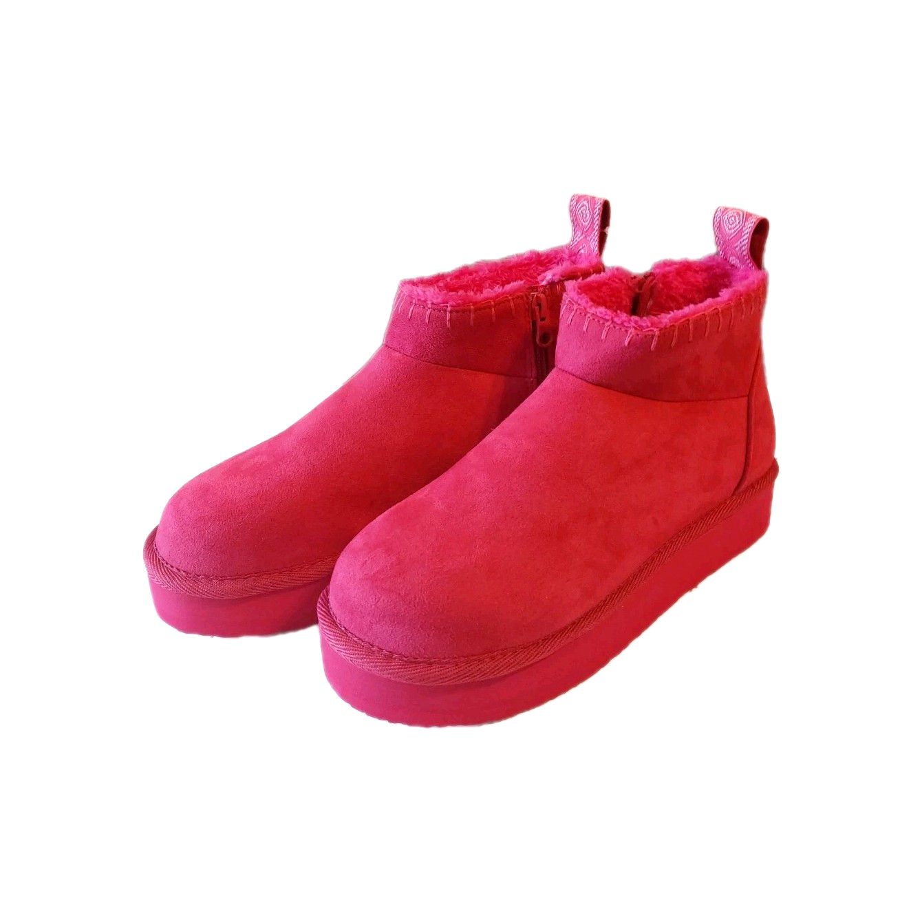 Muk Luks Augie Women’s Fuschia Bootie Cozy Platform Hot Pink Boots Size 8