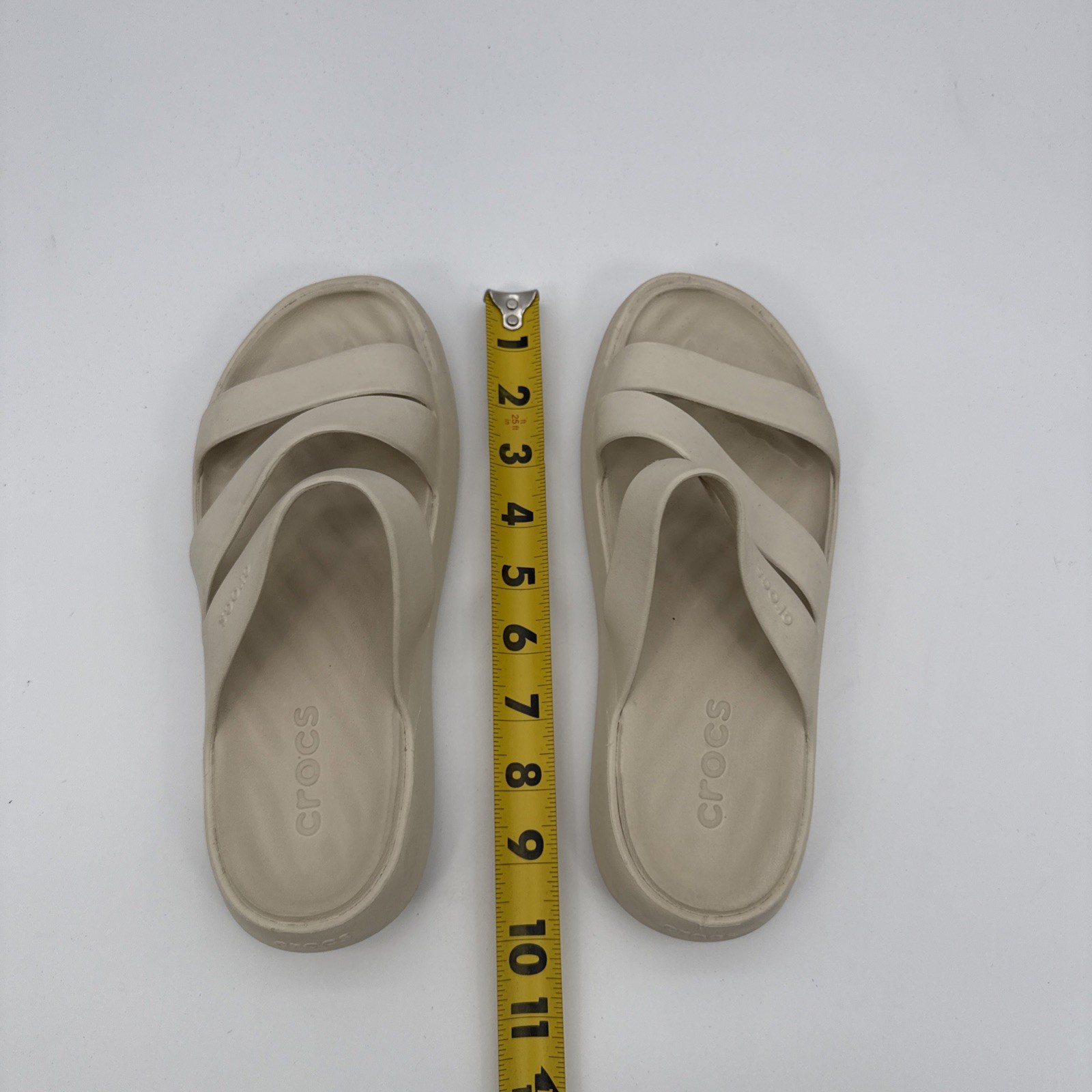 Crocs Getaway Platform Rubber Slip On Strappy Sandal Off White Women’s Size US 7
