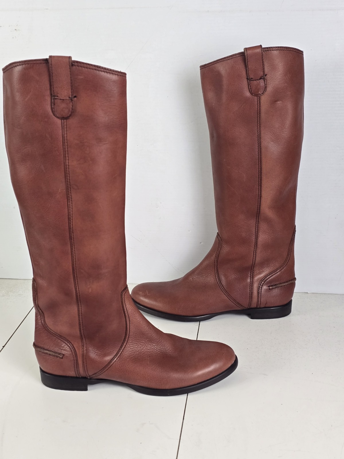 Madewell 1937 Sydney Leather Riding Boot Brown Italy Pull On Women’s 9.5