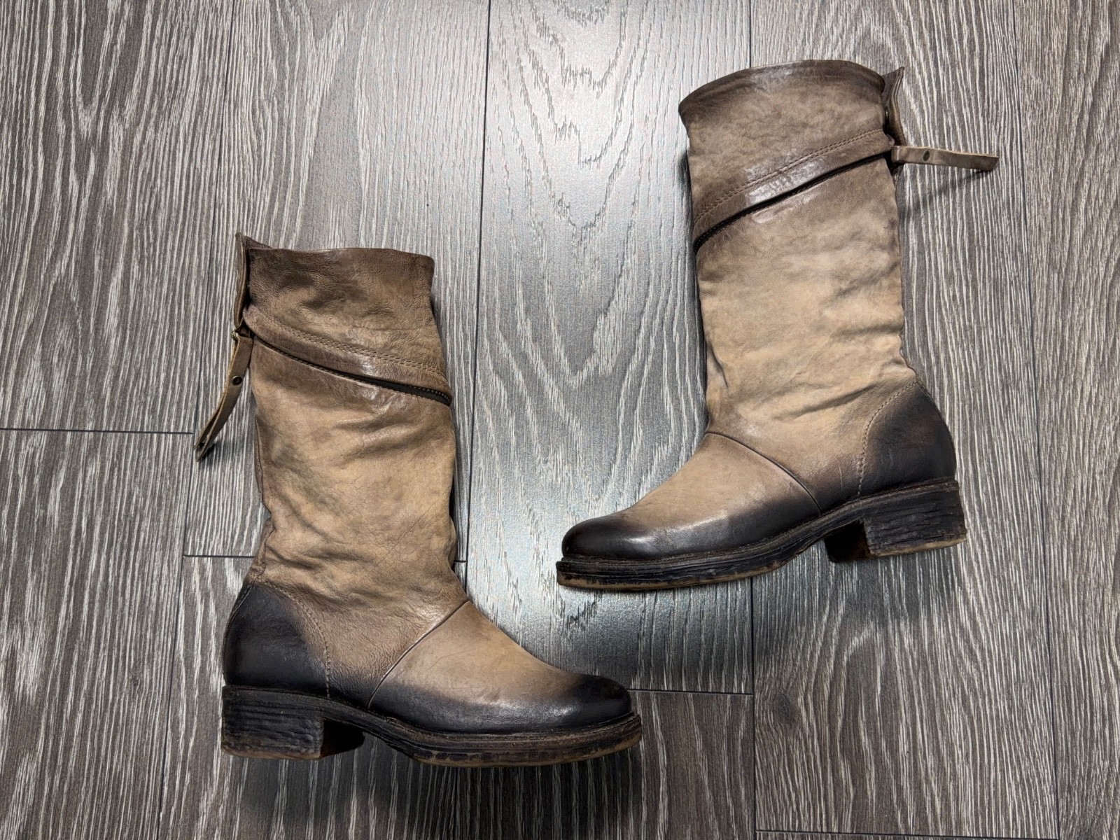 Womens A.S. 98 Airstep Leather Boots Zip Shoes Biker Gothic Style Size 38