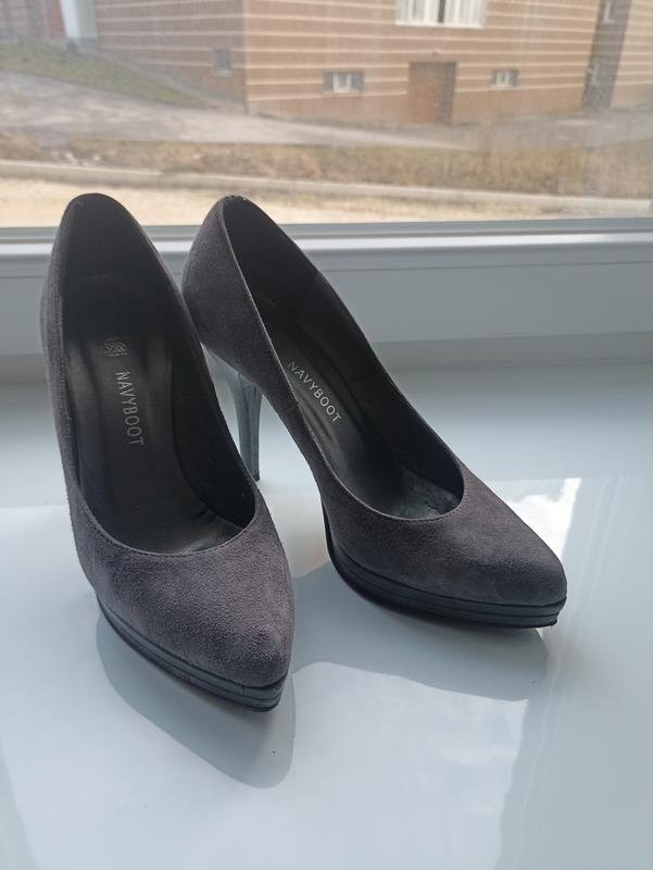 women navy boot heels grey 39 #B9J0