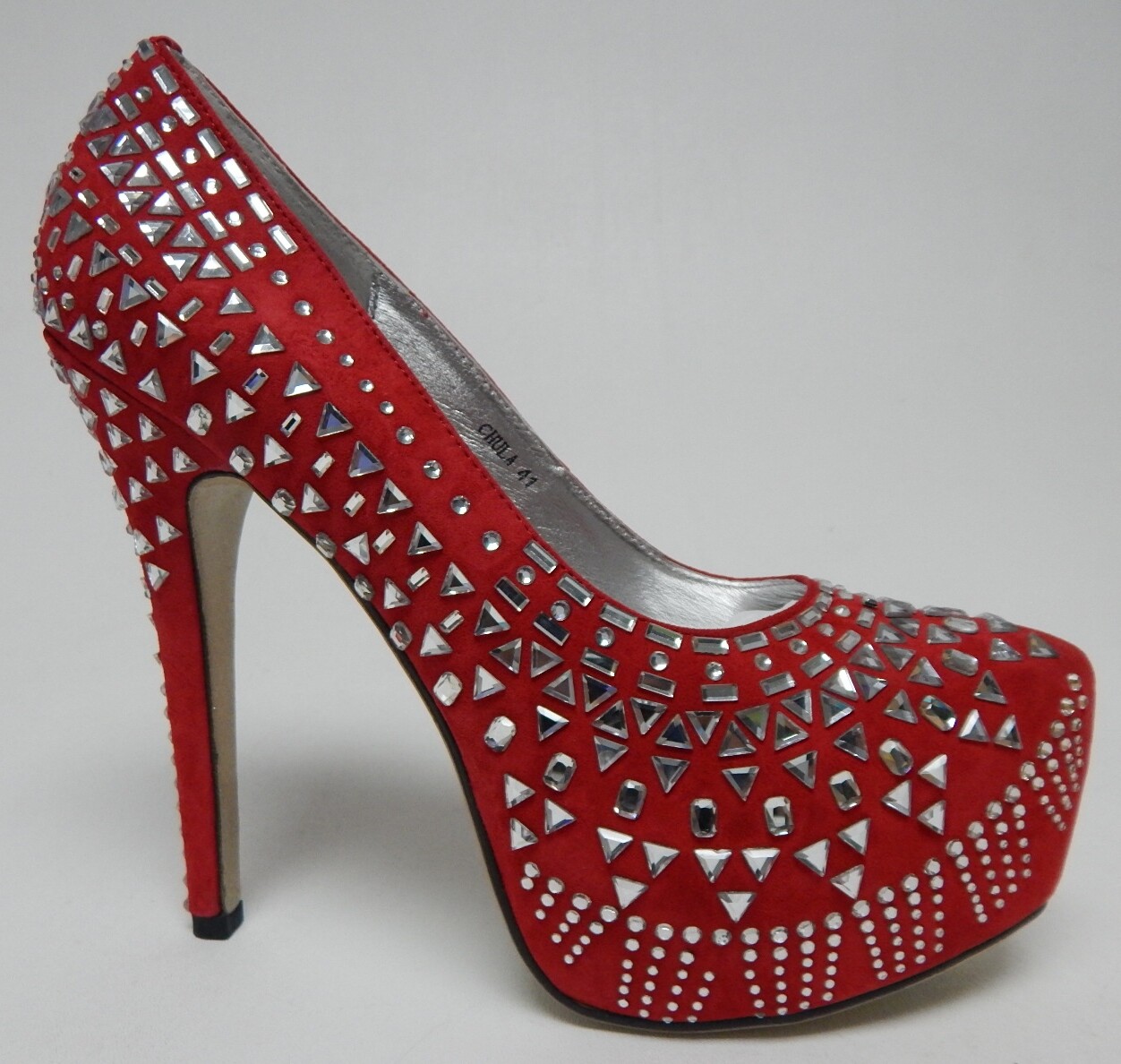 Lady Couture Chula Sz EU 41 (US 10-10.5) Women’s Suede Studded Platform Pump Red
