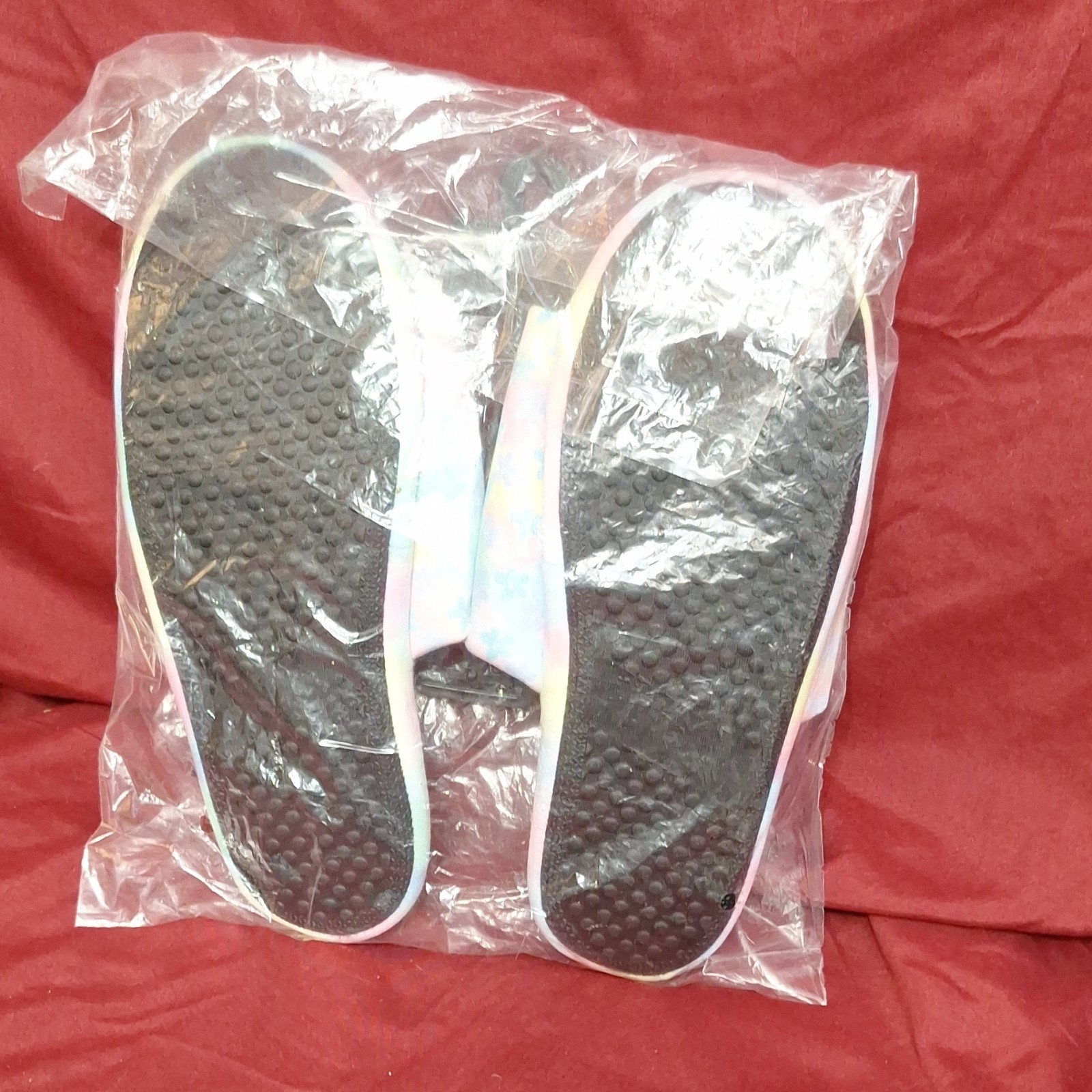 Disney Stitch Rainbow Tie Dye slippers sz L