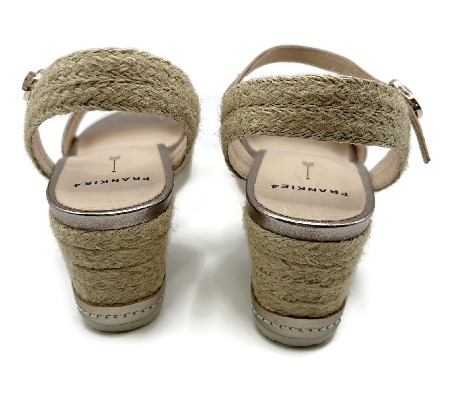 Frankie4 Harris Champagne Espadrille Sandal Size 8.5 Leather Metallic Worn 1X!