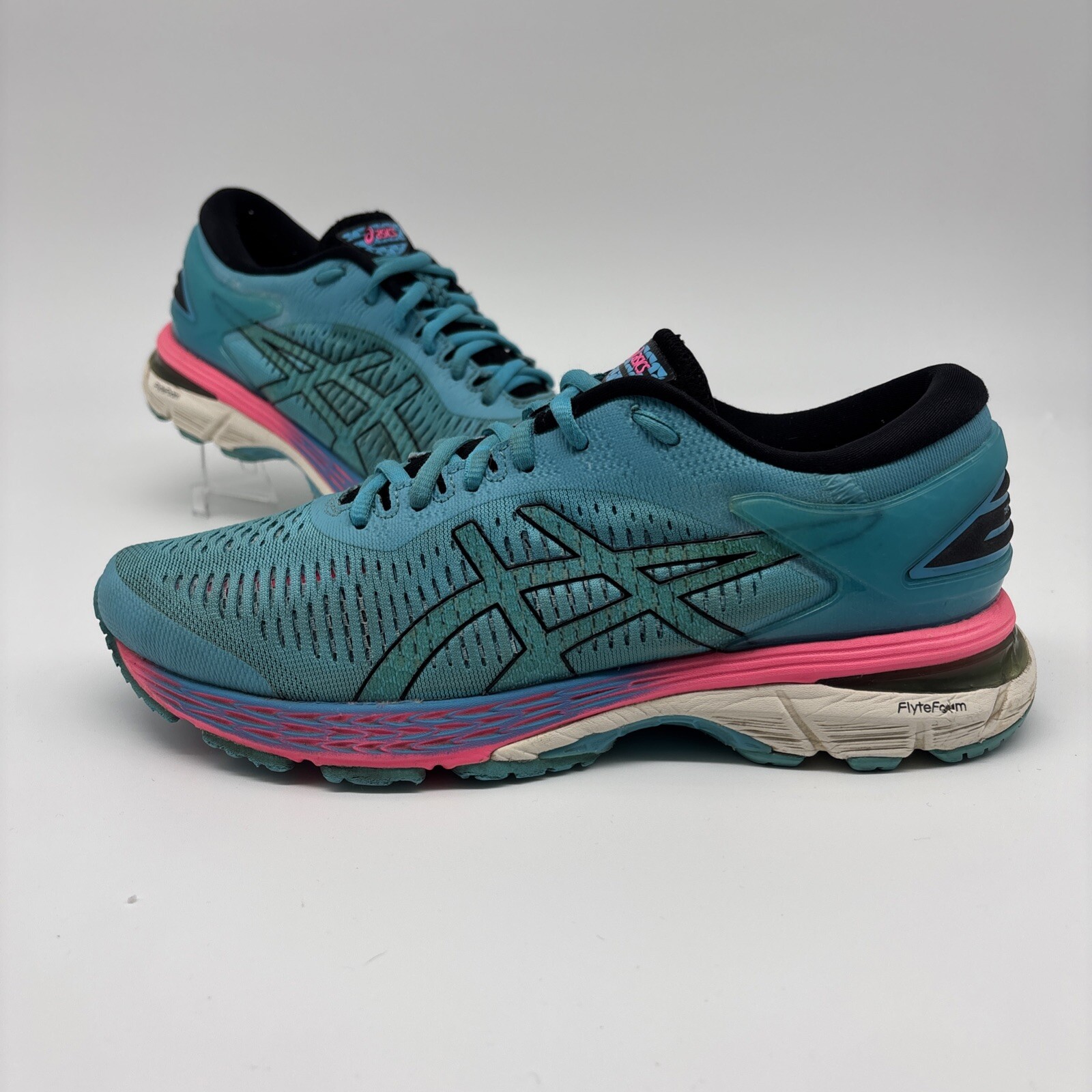 Asics Womens GEL-Kayano 25 1012A026 Teal Pink Athletic Running Shoes Size 8 Gym